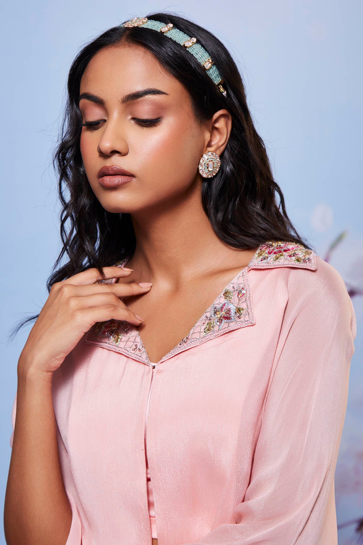 Baby Pink Indo-Western Cape Set