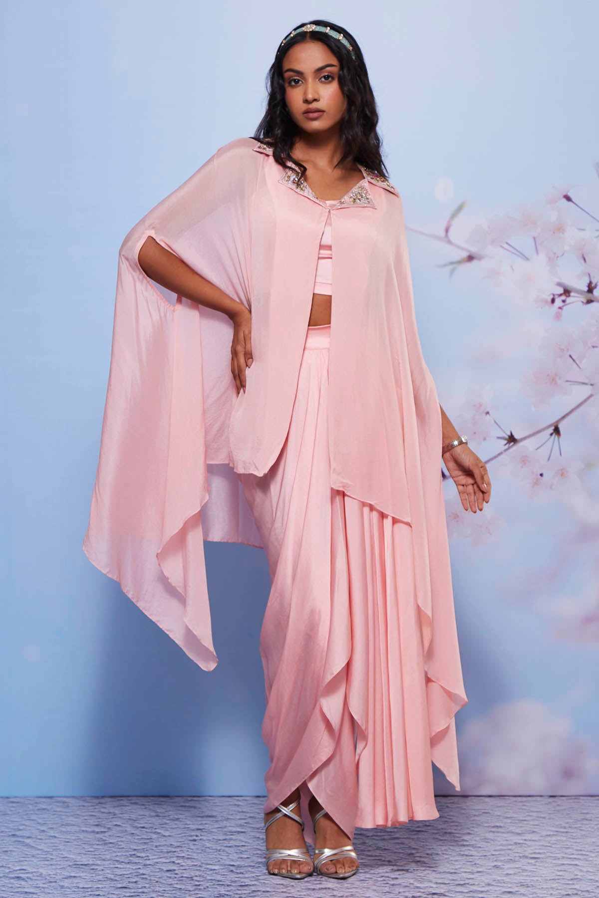 Baby Pink Indo-Western Cape Set