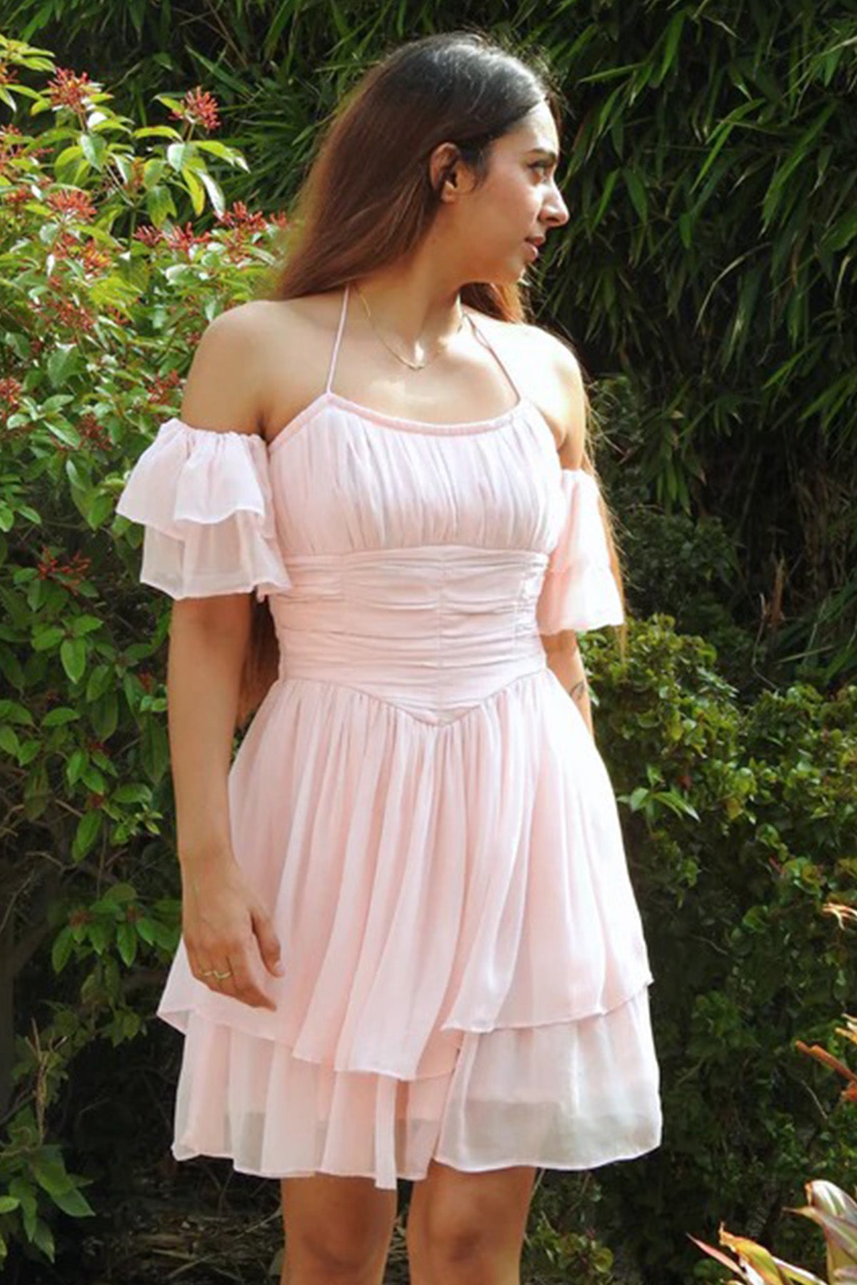 Baby Pink Layered Frill Dress