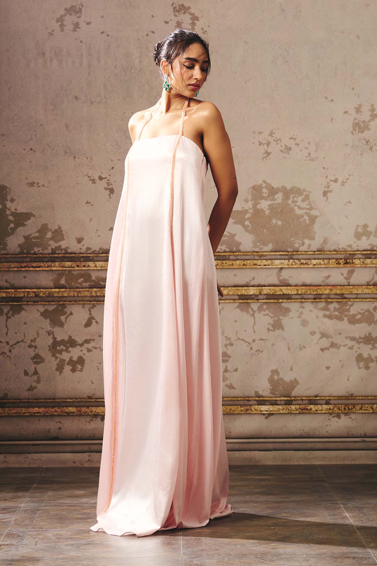 Baby Pink Mashroo Trapeze Gown