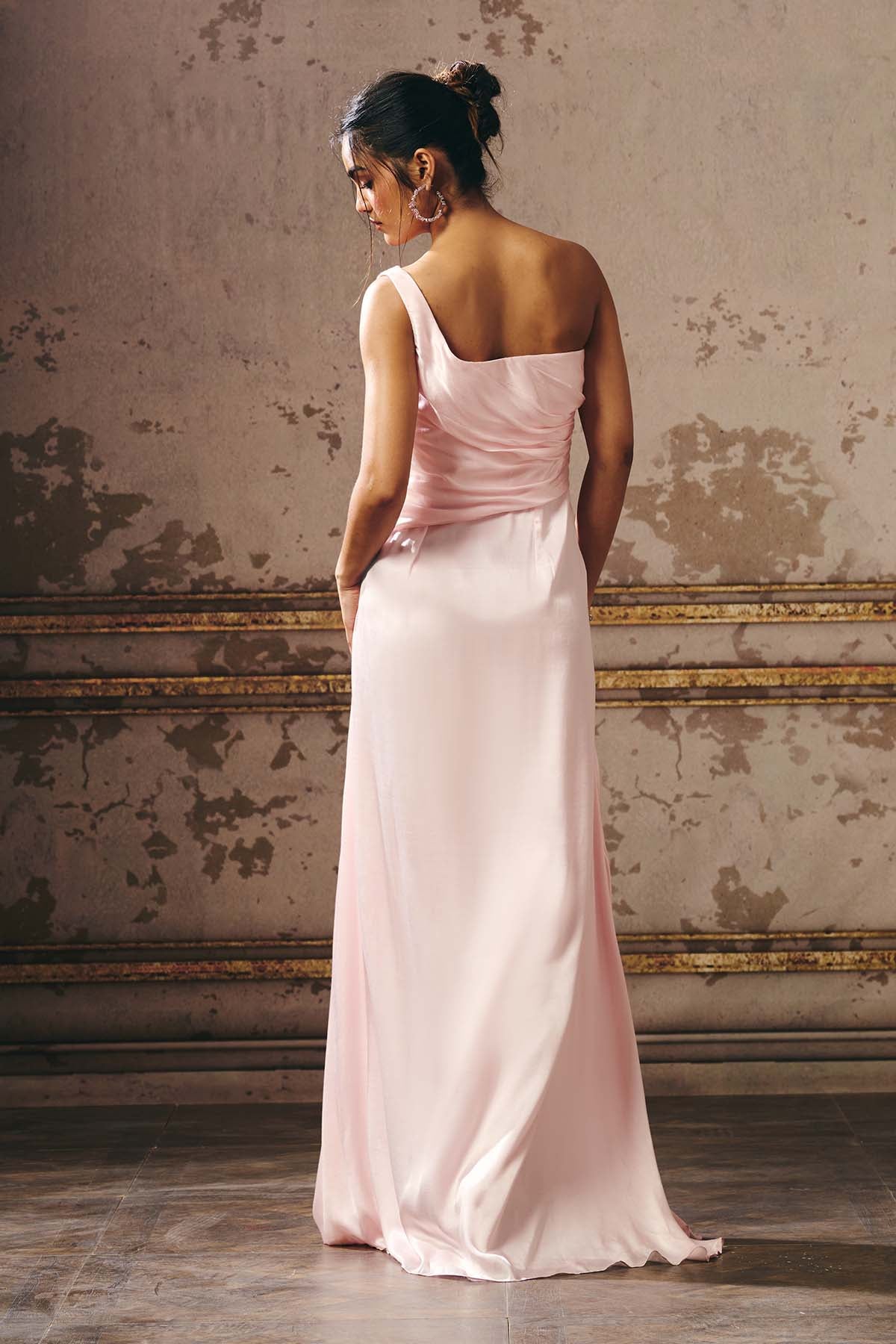 Baby Pink One Shoulder Dress