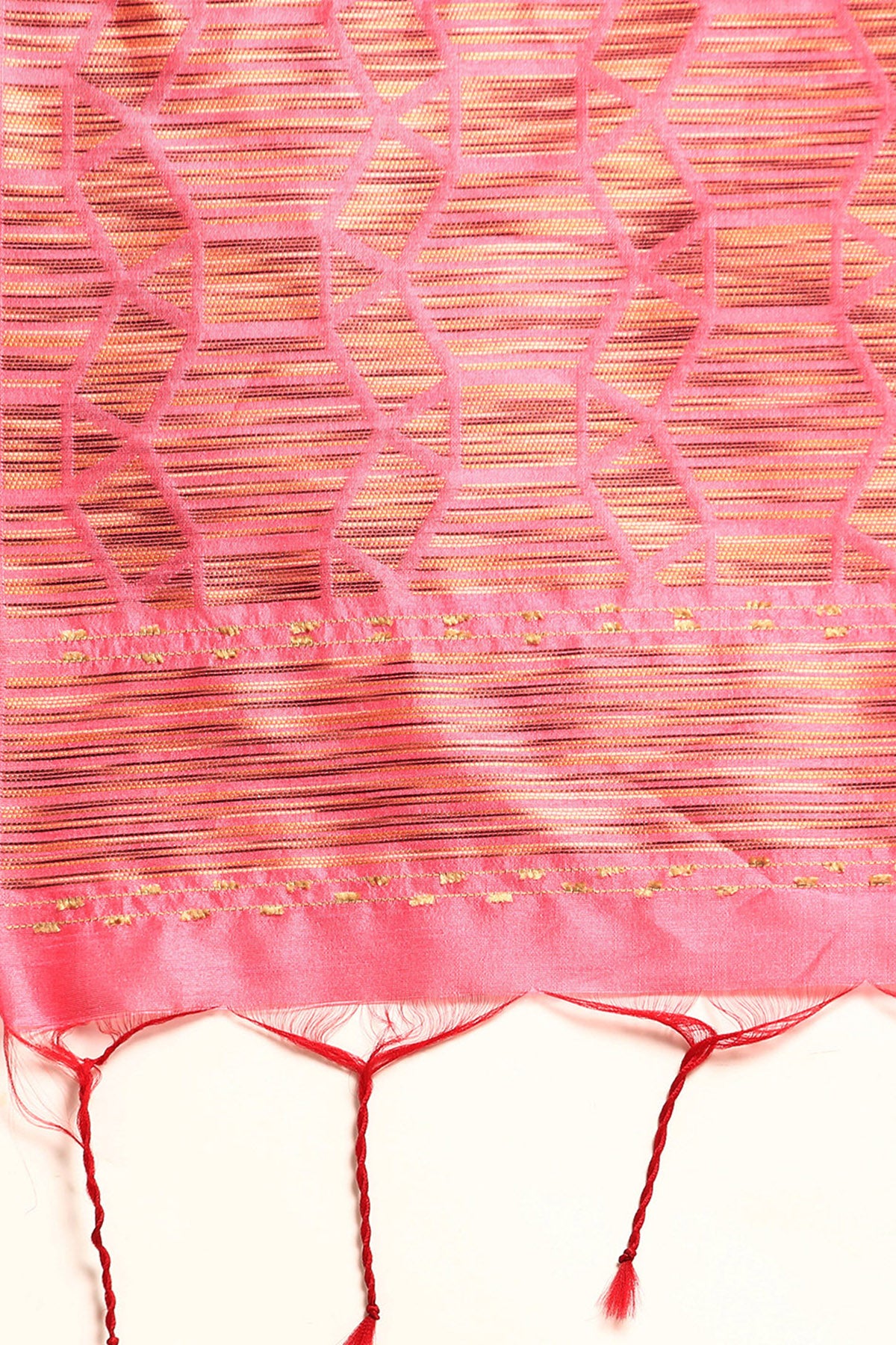 Baby Pink Woven Butti Work Saree
