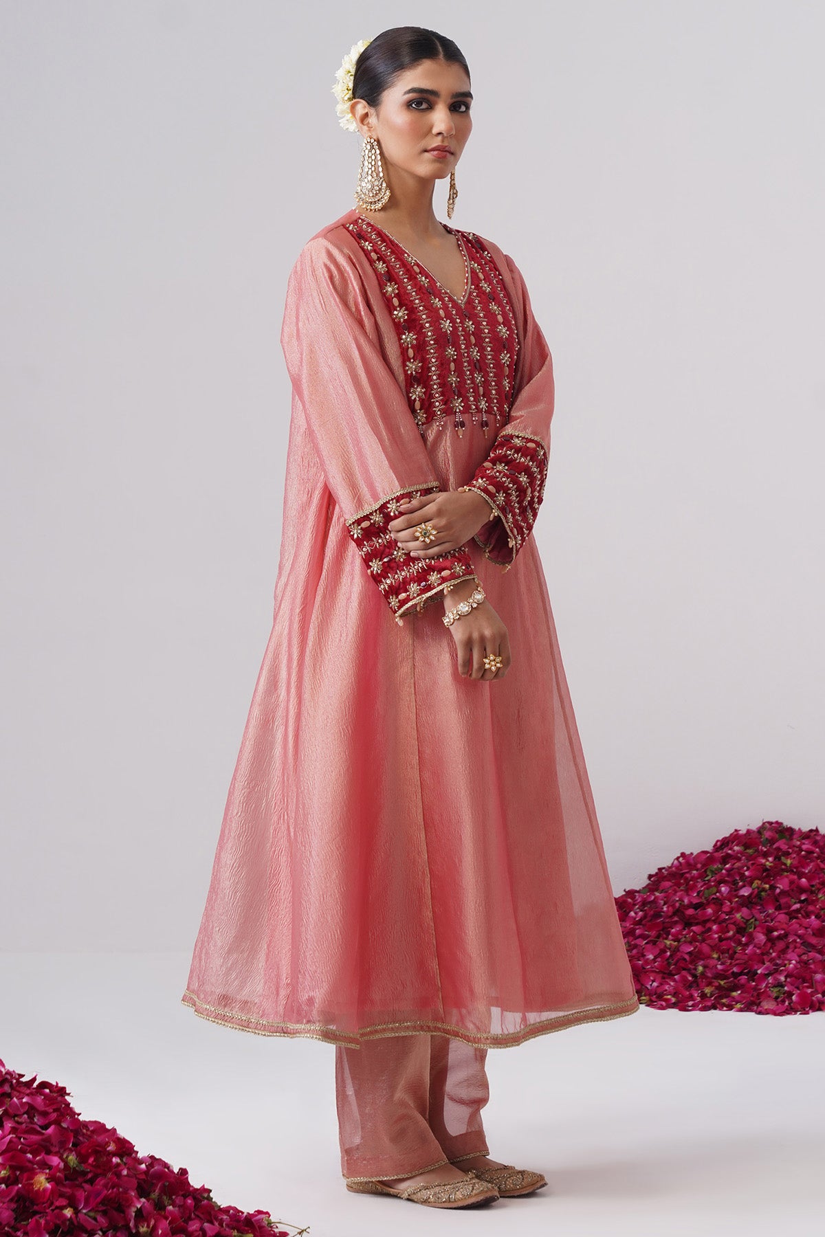 Baby Pink Zardozi Kurta & Pants