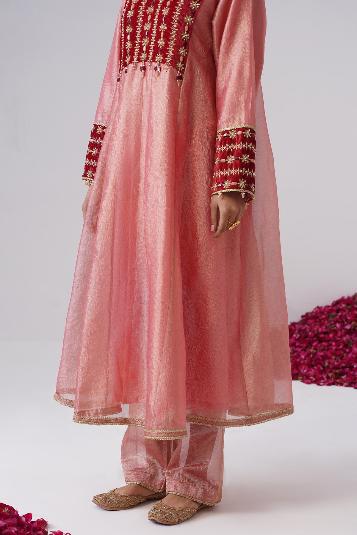 Baby Pink Zardozi Kurta & Pants