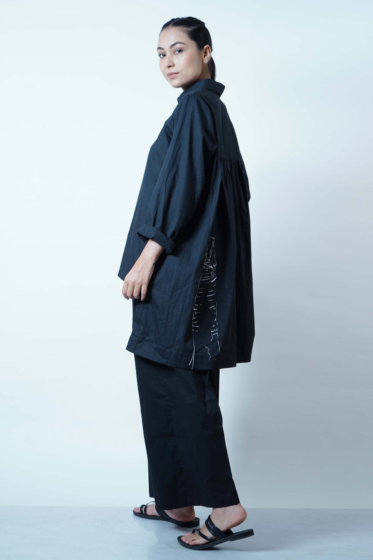 Back Gathered High Low Top