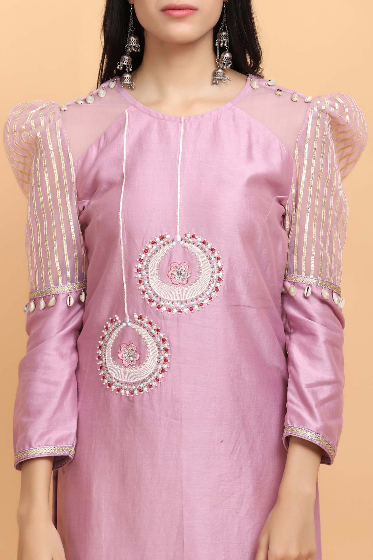 Lilac Bali Embroidered Kurta Set