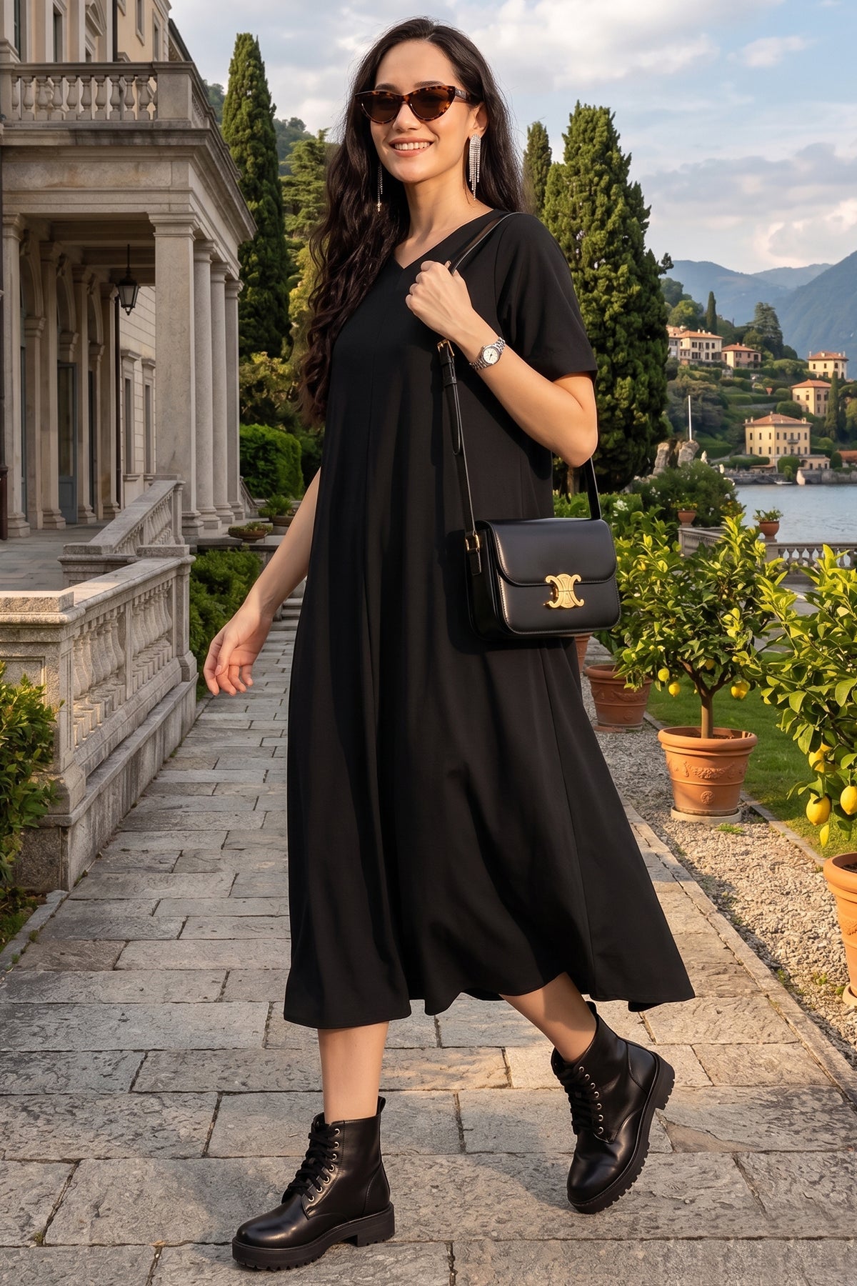 Buy Bamboo Cotton Black Flare Dress for women by Sneha B online available at scrollnshops