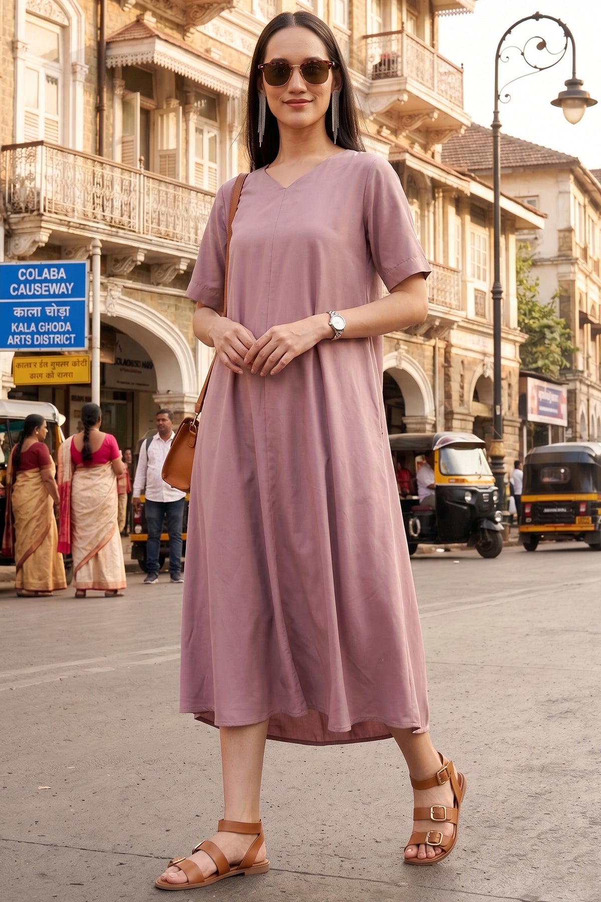Bamboo Cotton Mauve Flare Dress