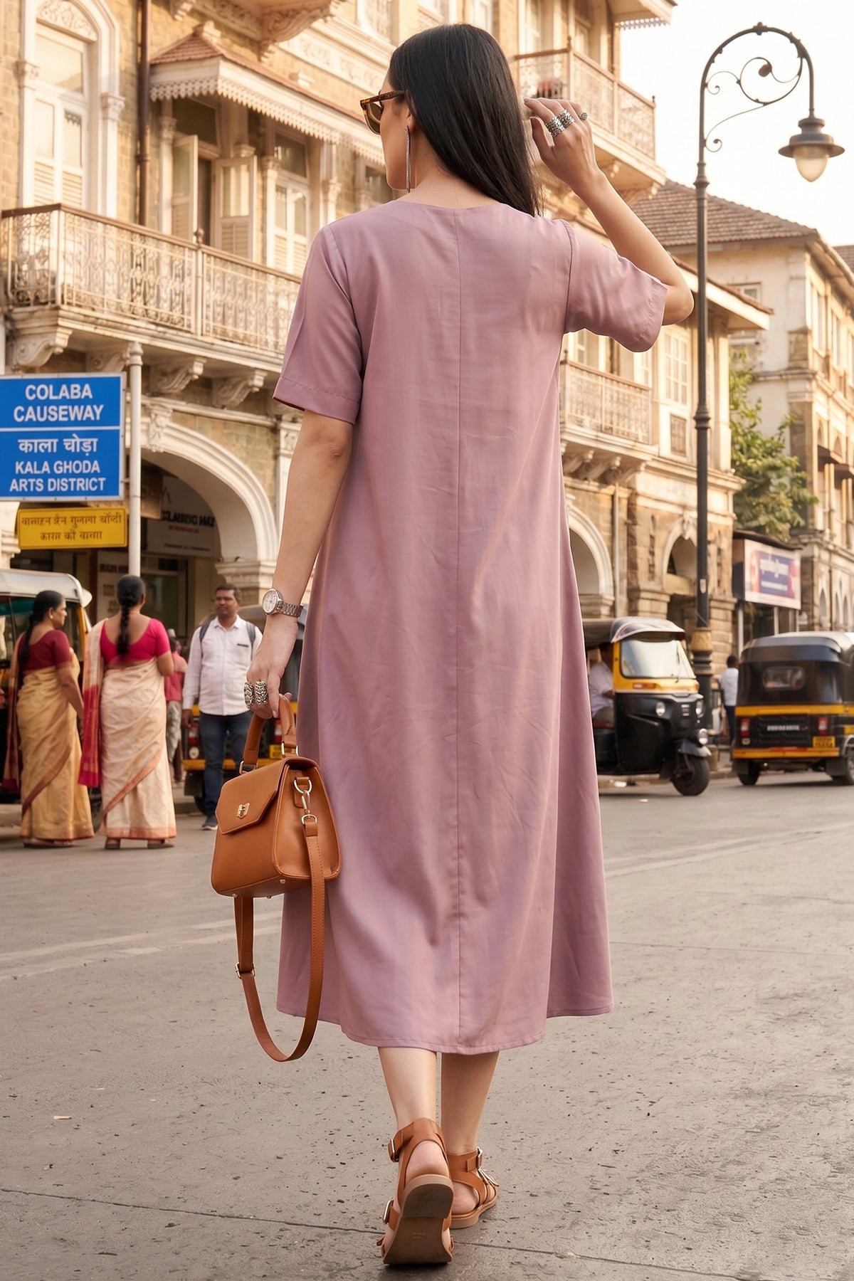 Bamboo Cotton Mauve Flare Dress