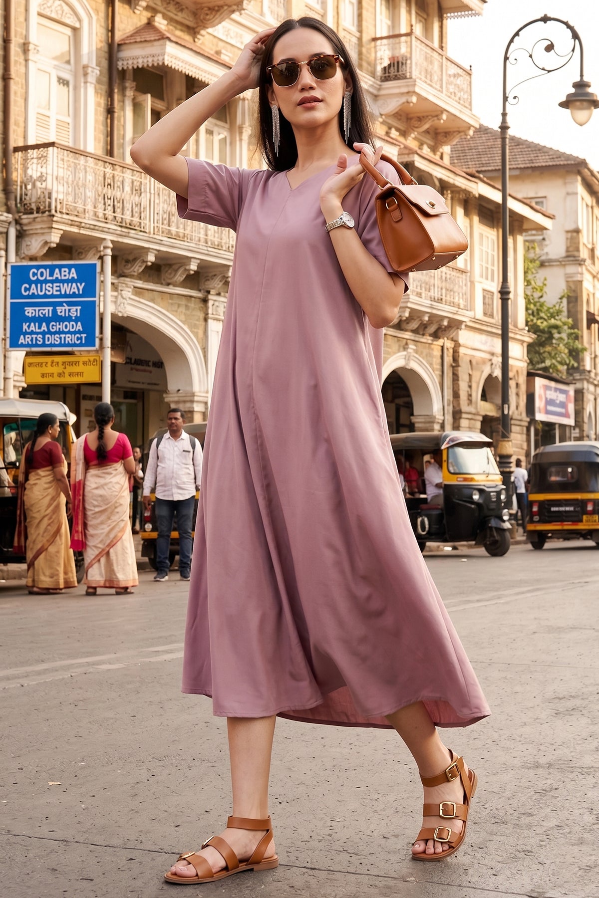 Bamboo Cotton Mauve Flare Dress