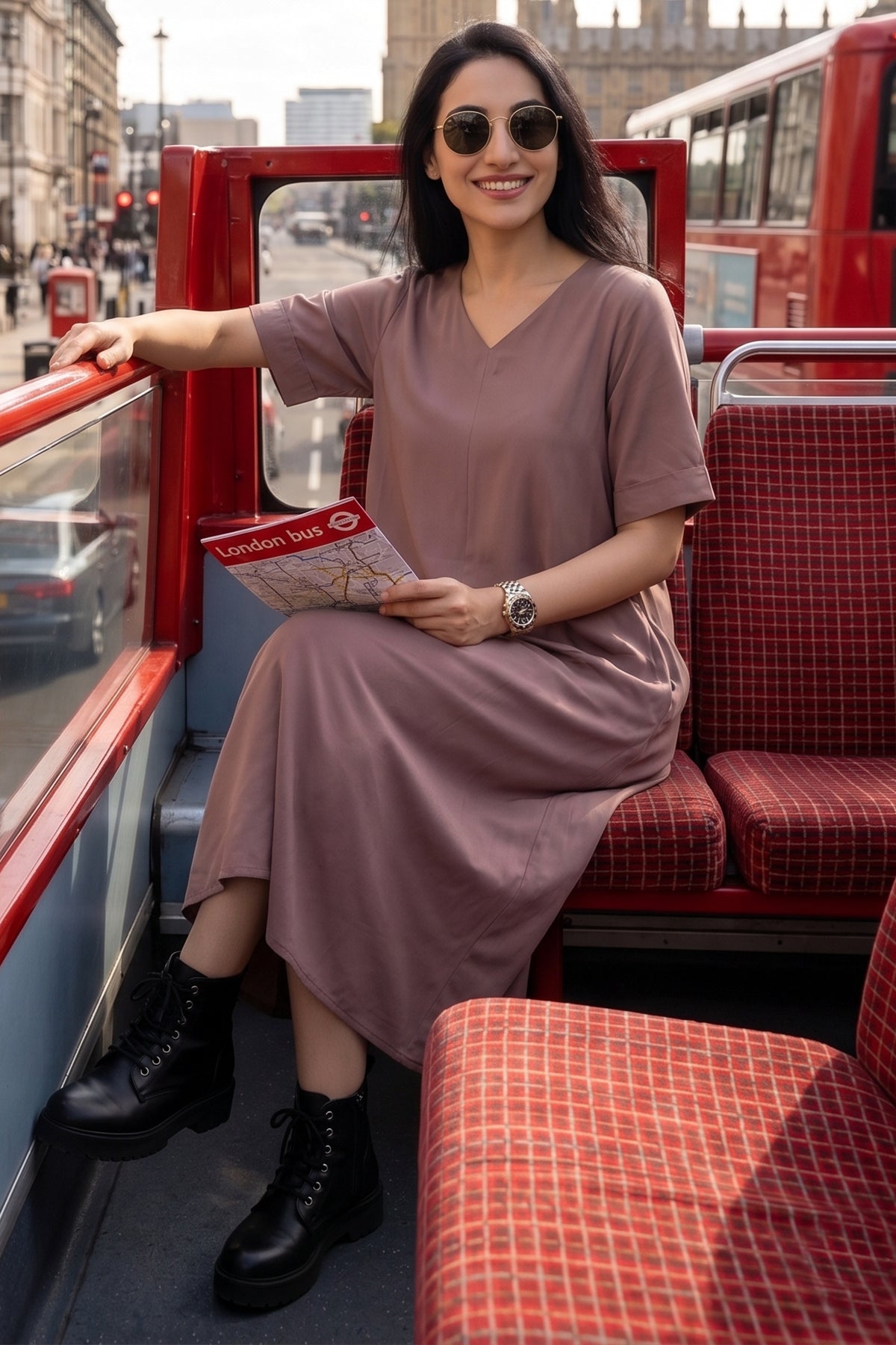 Bamboo Cotton Taupe Flare Dress
