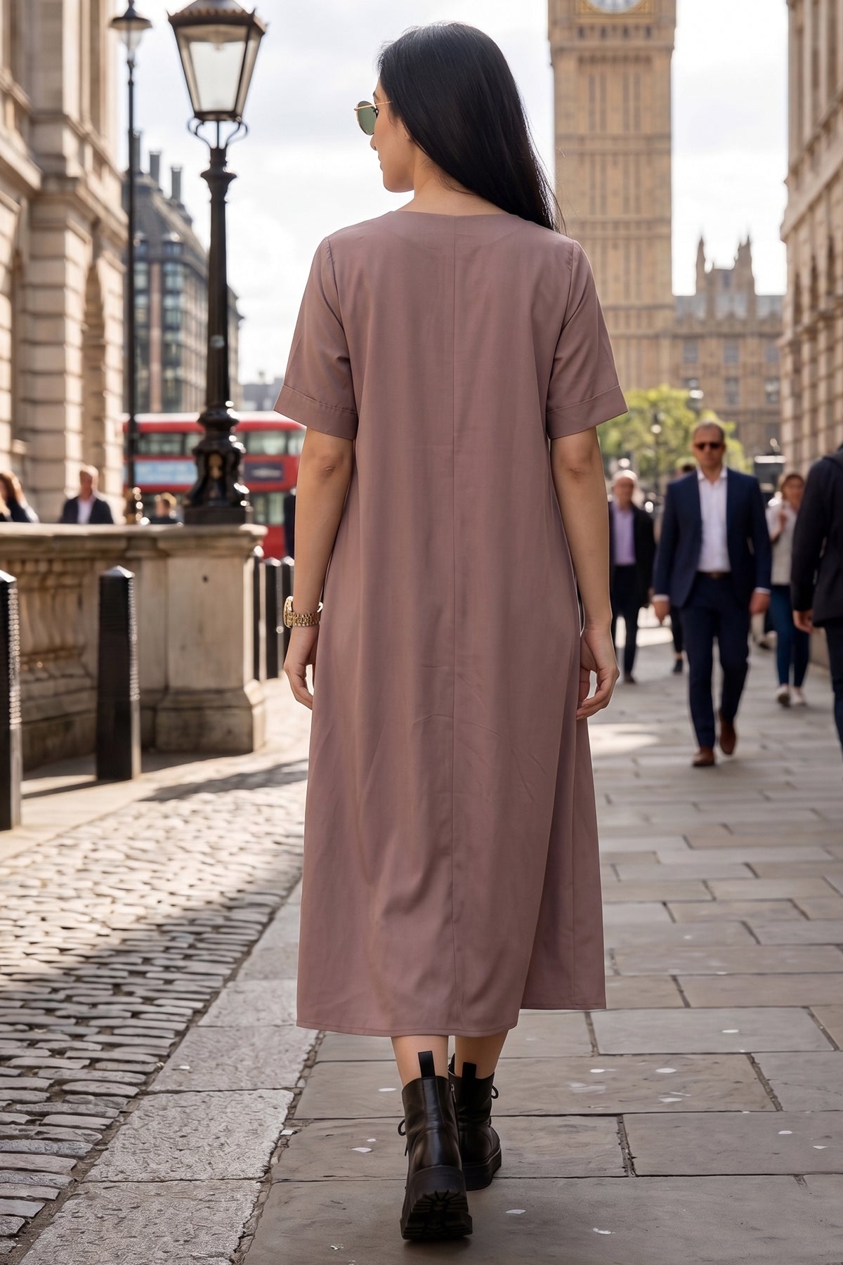 Bamboo Cotton Taupe Flare Dress