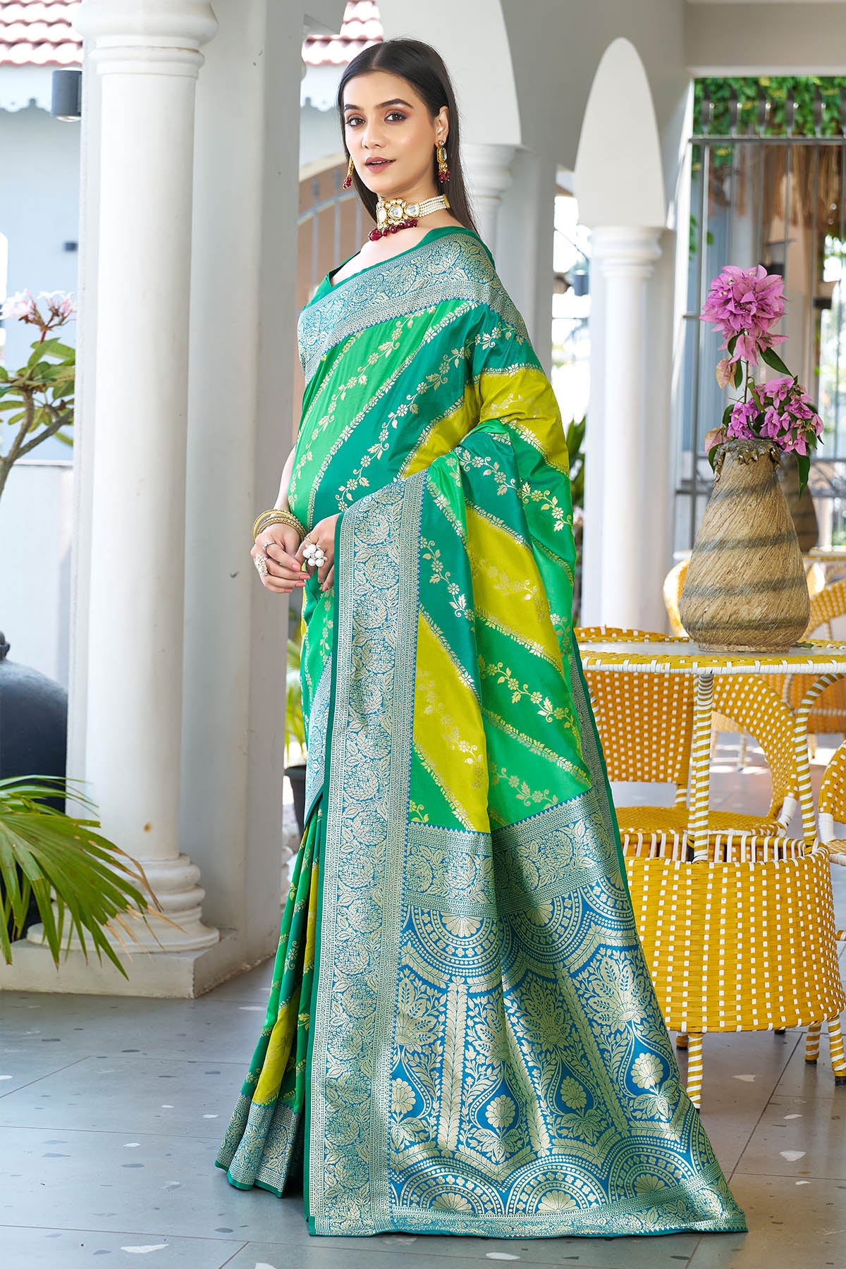 Banarasi Silk Green Zari Saree