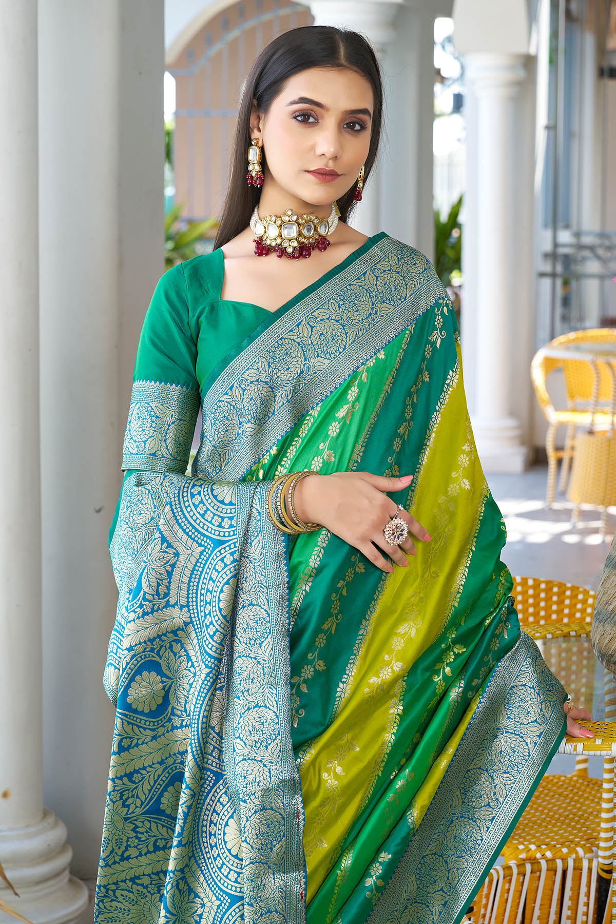 Banarasi Silk Green Zari Saree