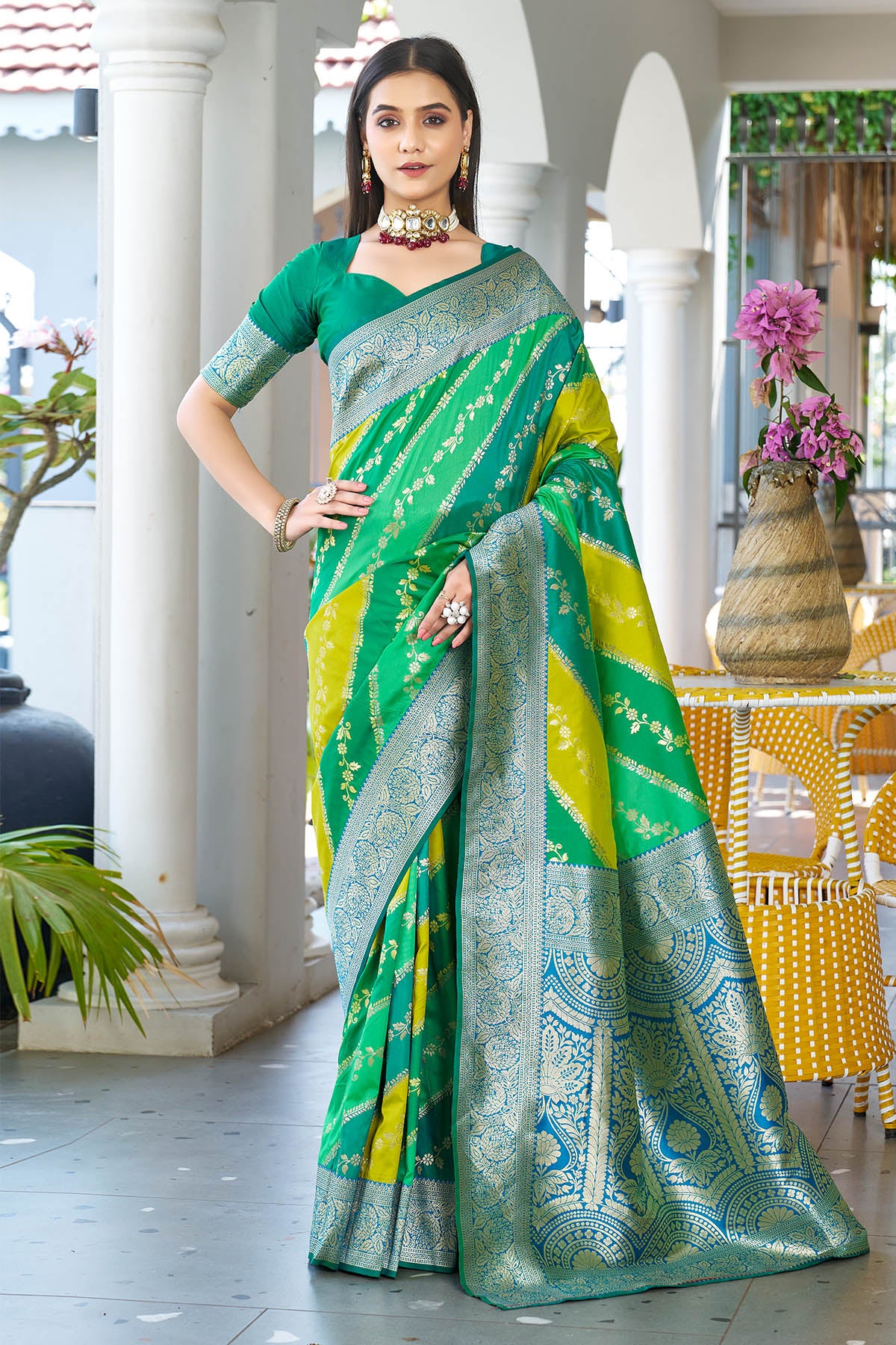 Banarasi Silk Green Zari Saree