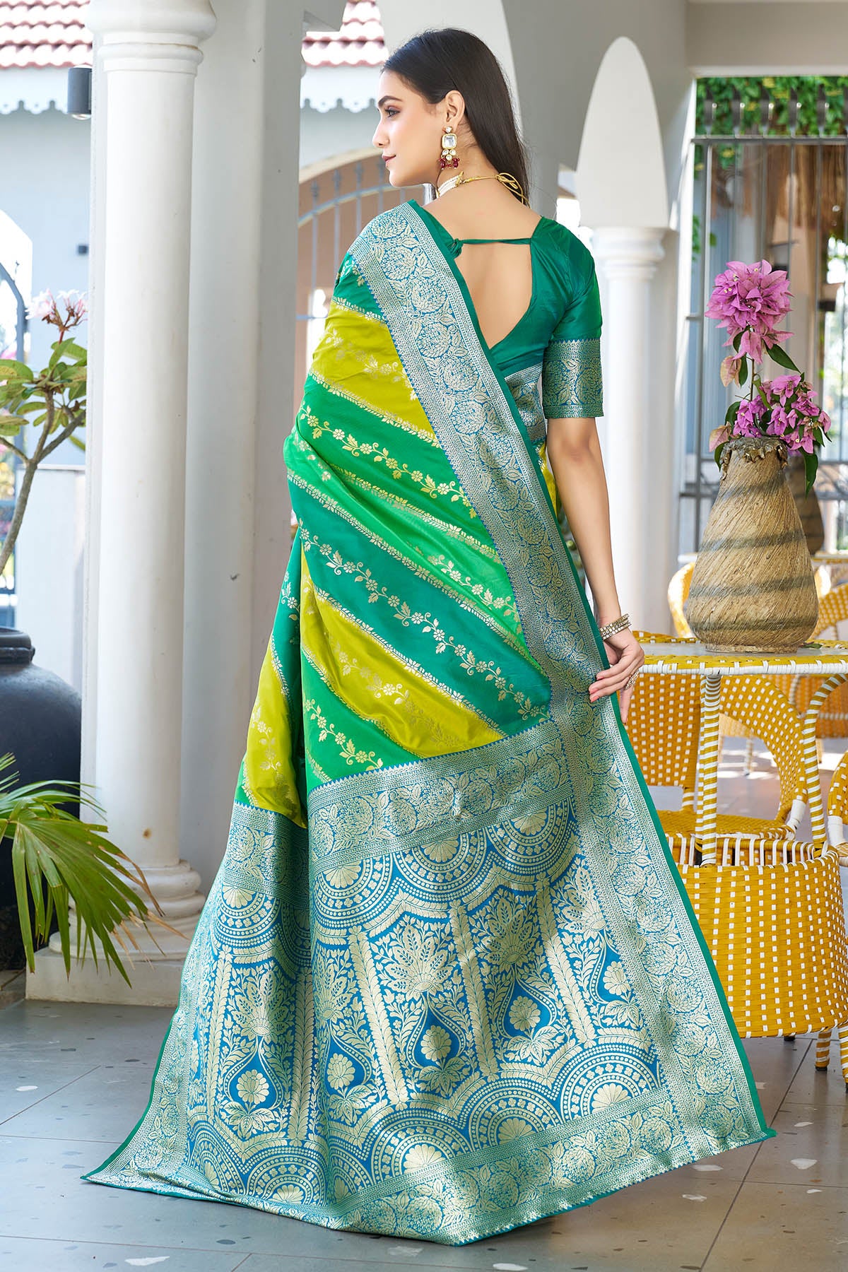 Banarasi Silk Green Zari Saree