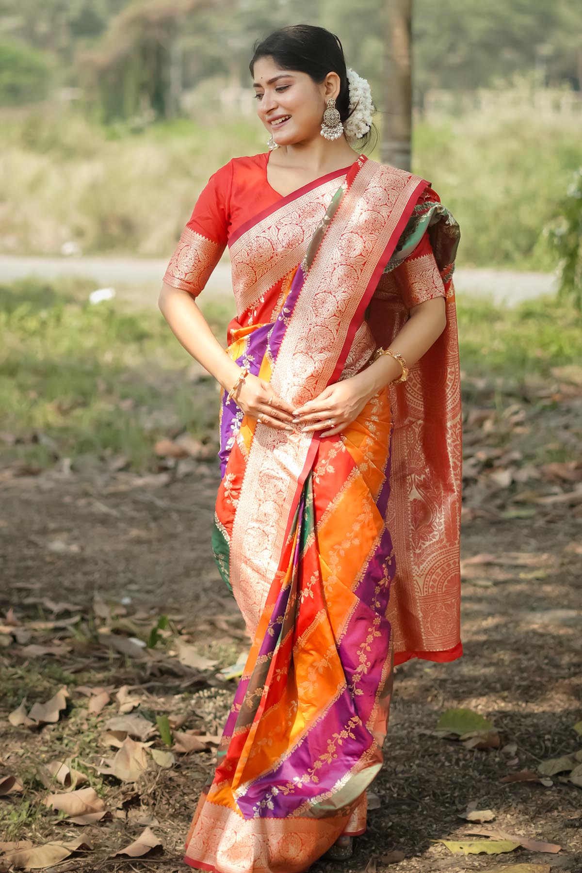 Banarasi Silk Red Zari Saree
