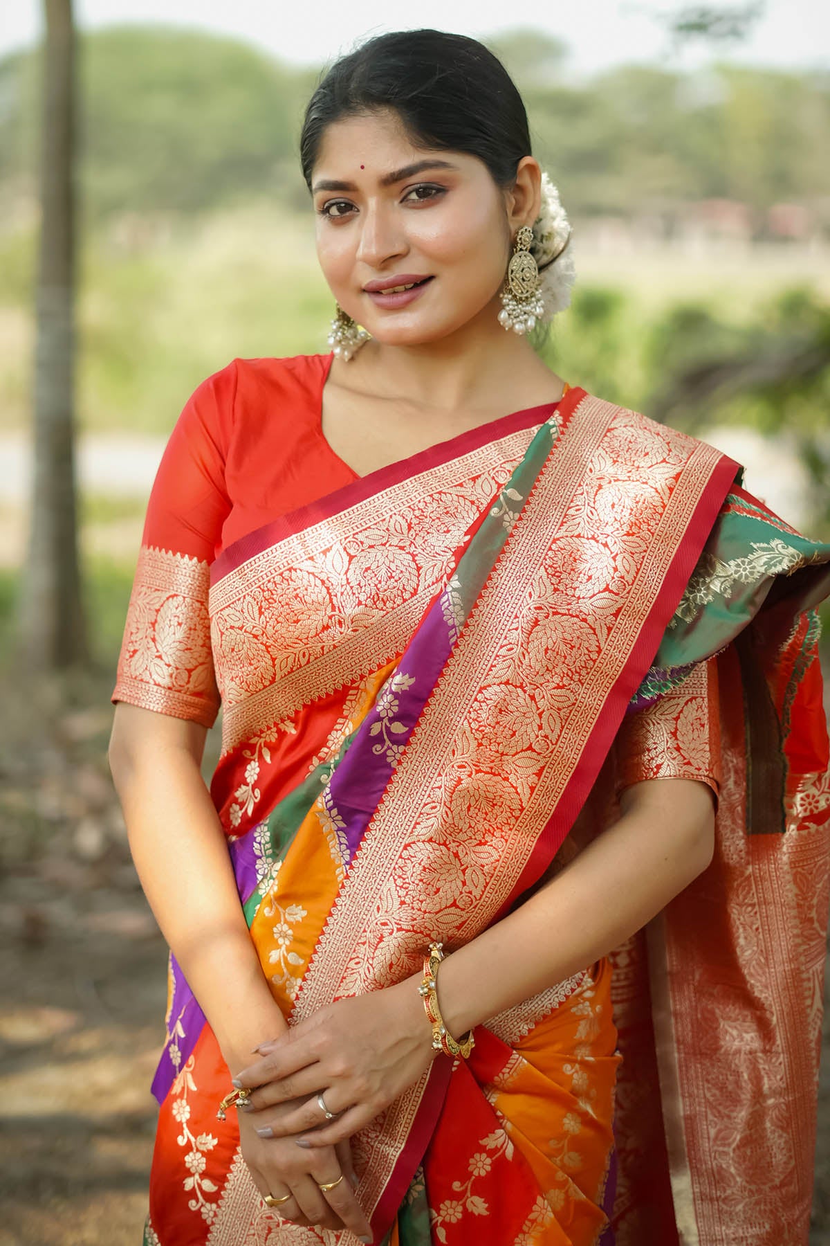 Banarasi Silk Red Zari Saree