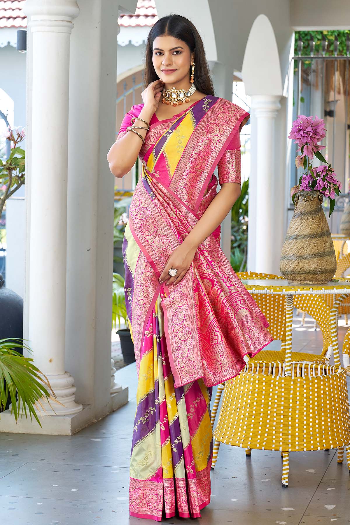 Banarasi Silk Yellow Zari Saree