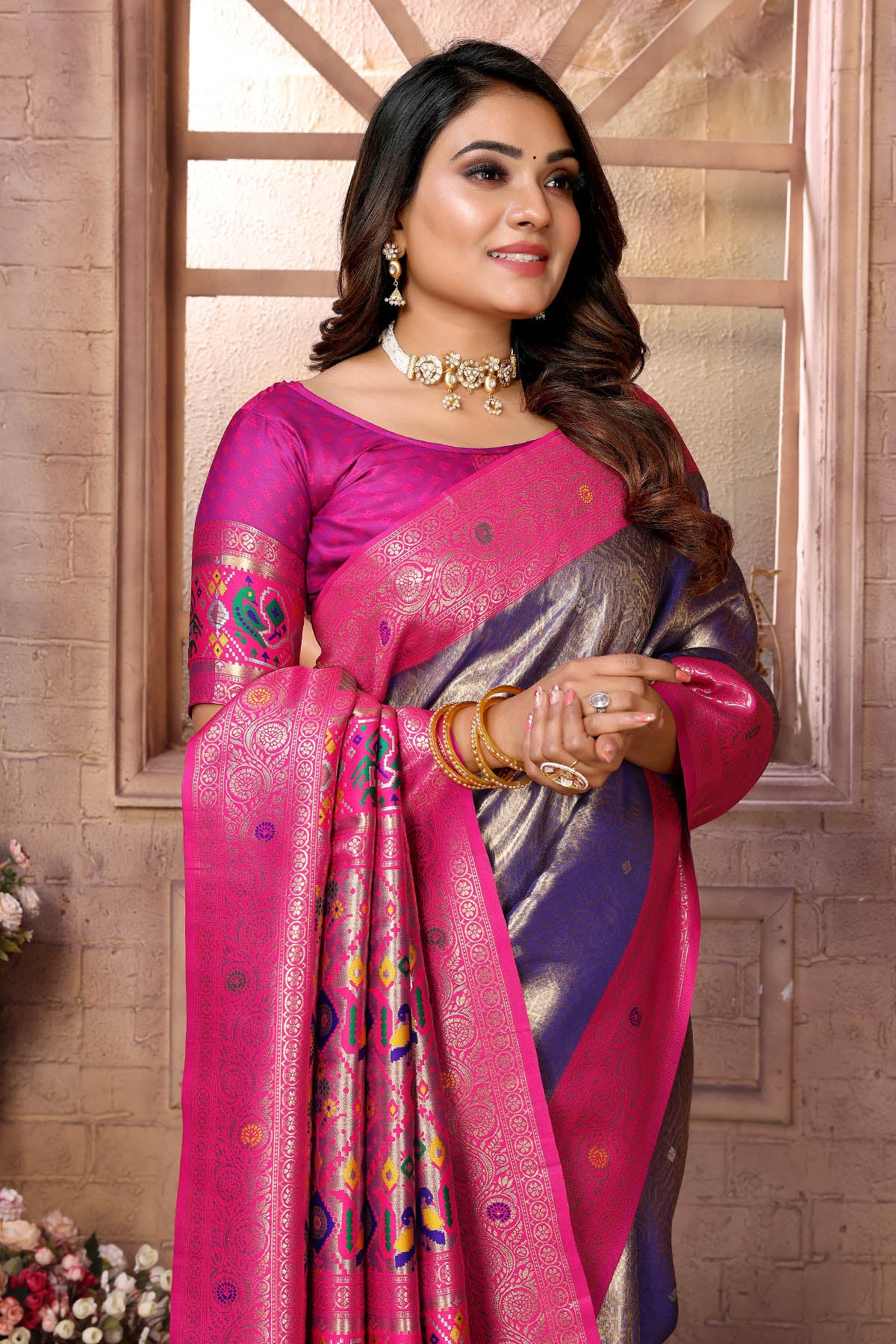 Banarasi Weaving Purple Saree