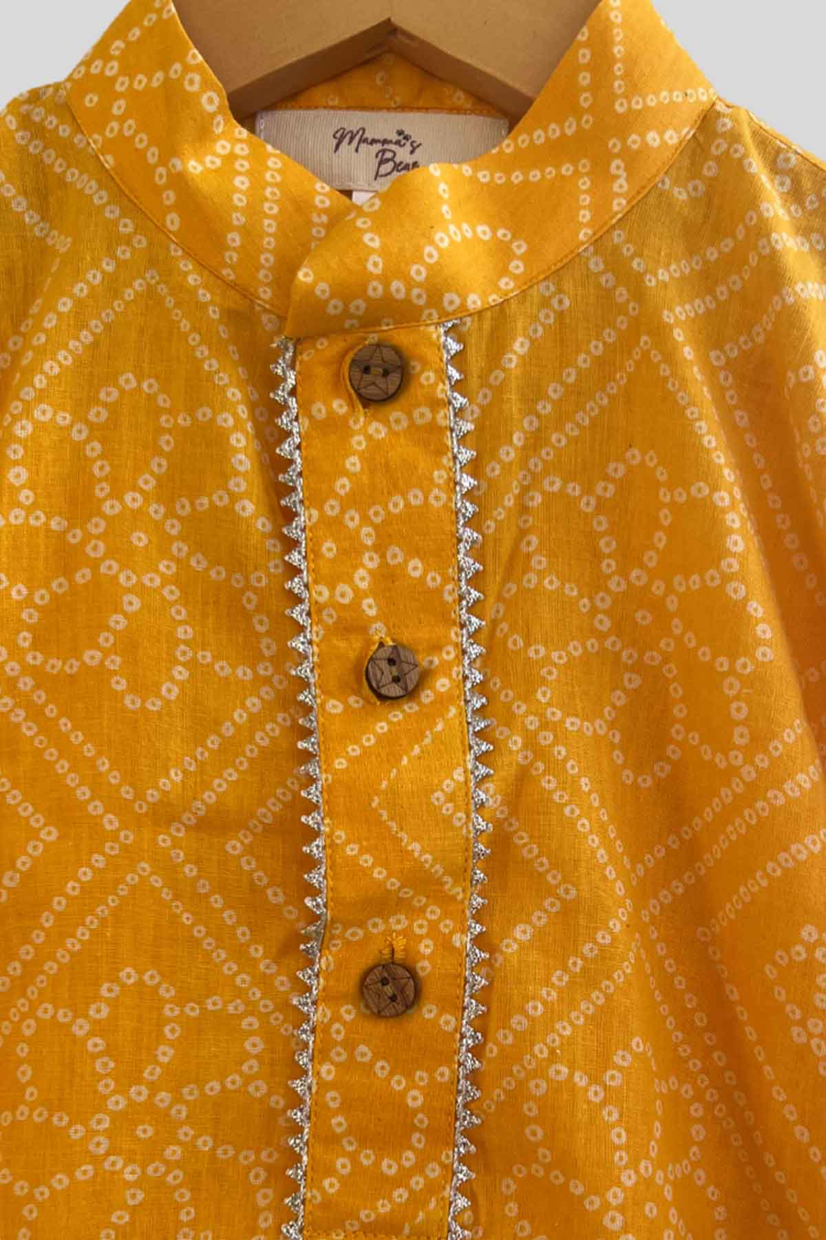 Bandhani Print Yellow Kurta Set