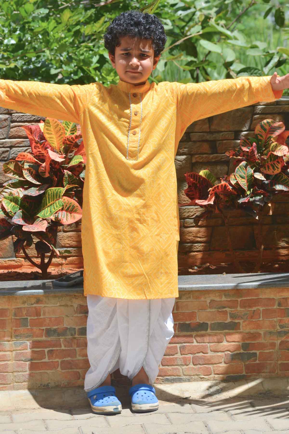 Bandhani Print Yellow Kurta Set