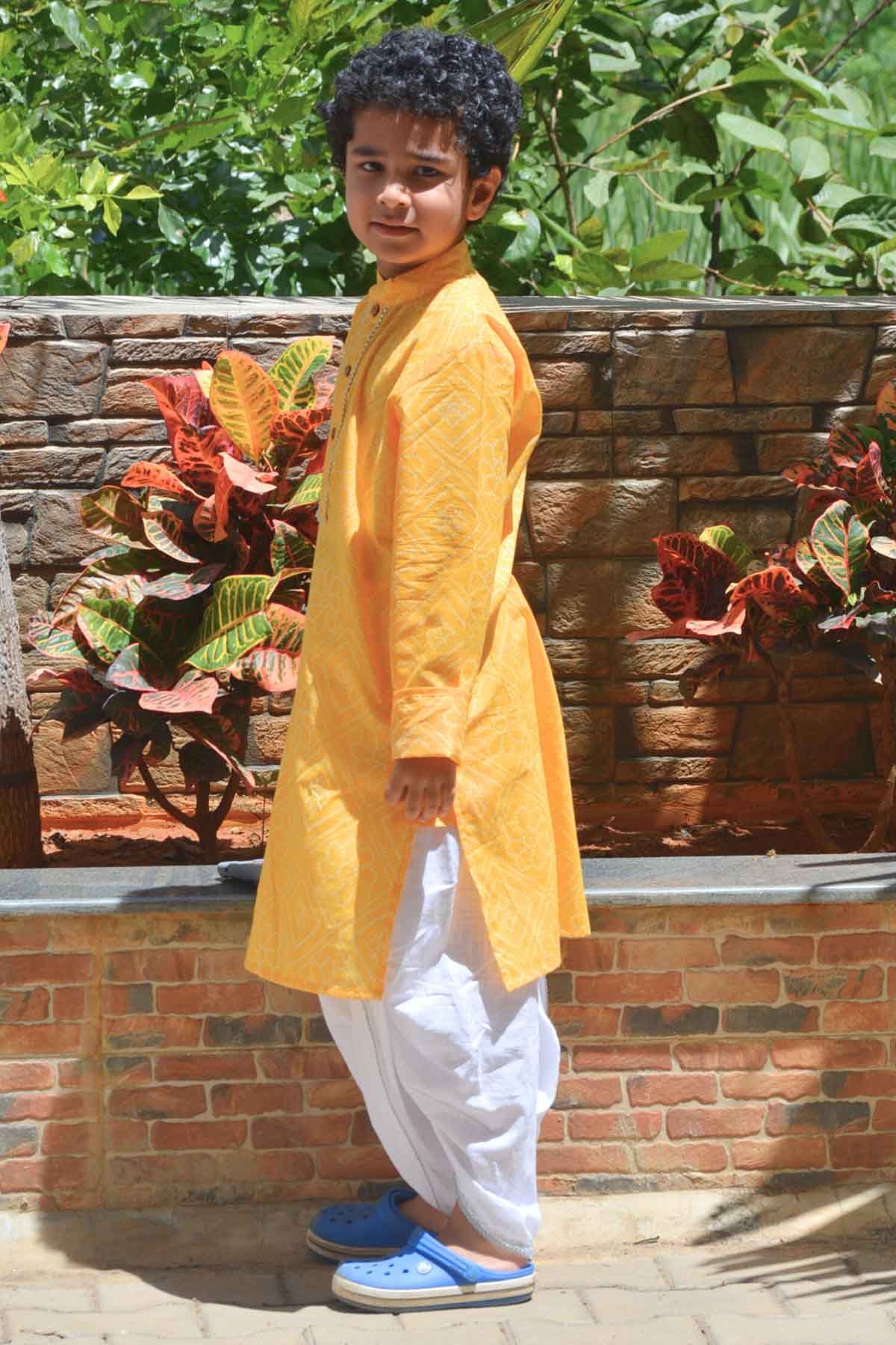 Bandhani Print Yellow Kurta Set