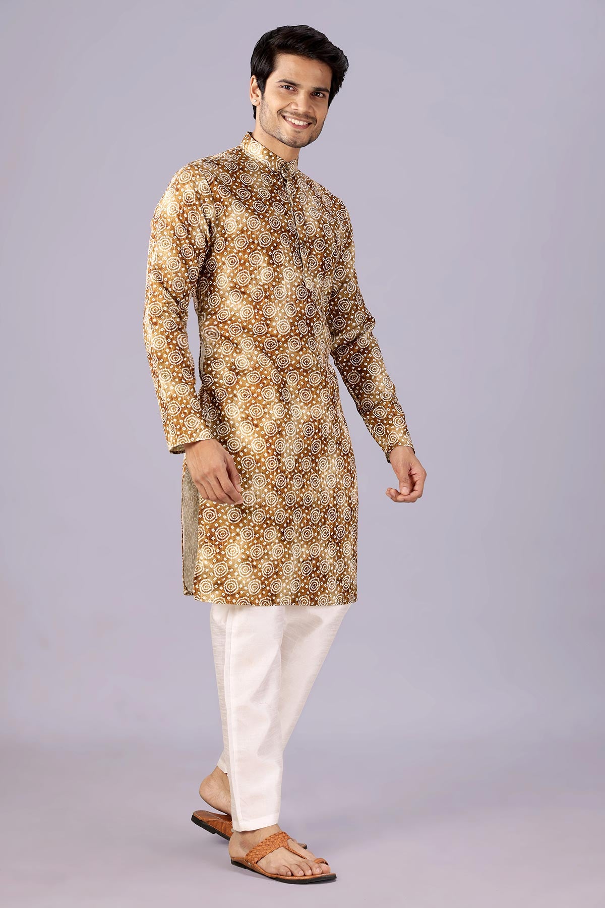 Bandhani Printed Brown Kurta