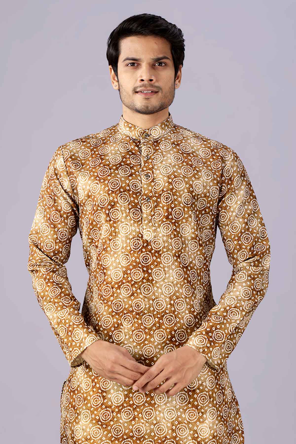 Bandhani Printed Brown Kurta