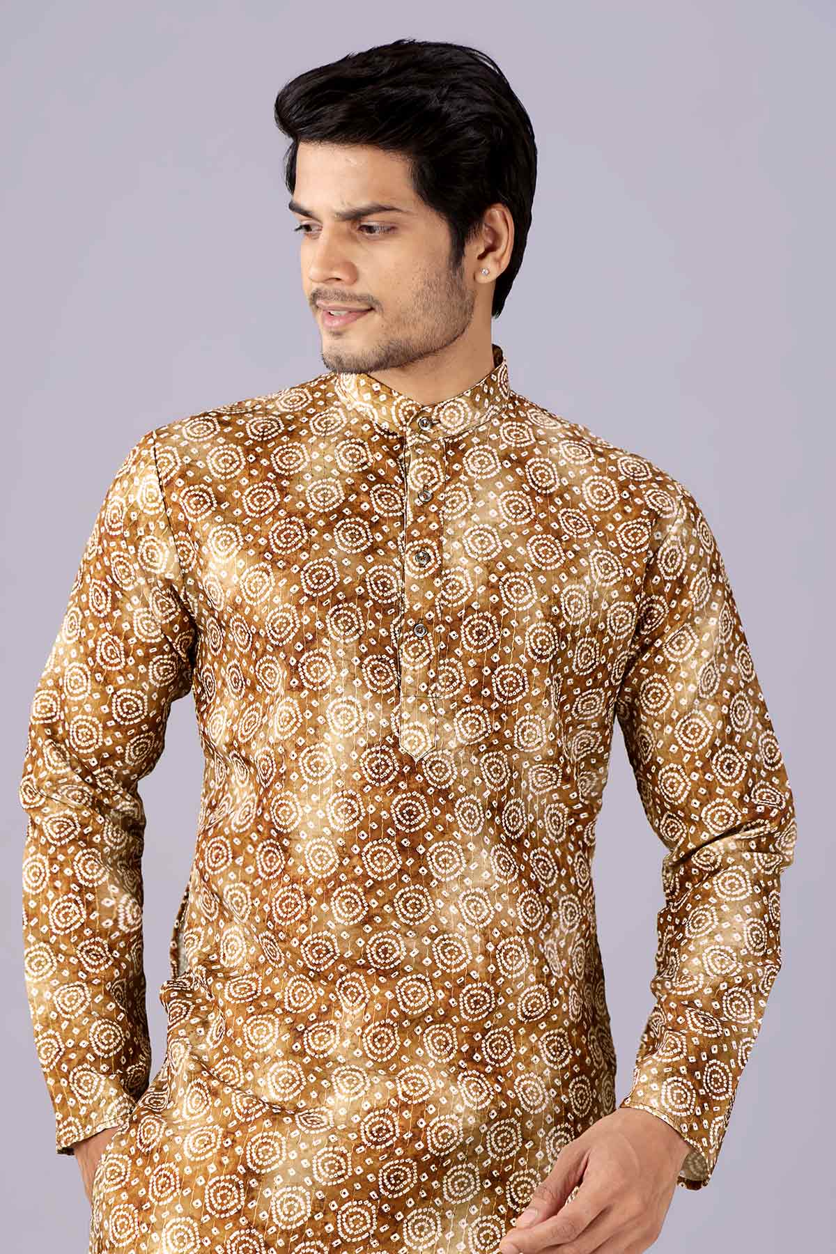 Bandhani Printed Brown Kurta