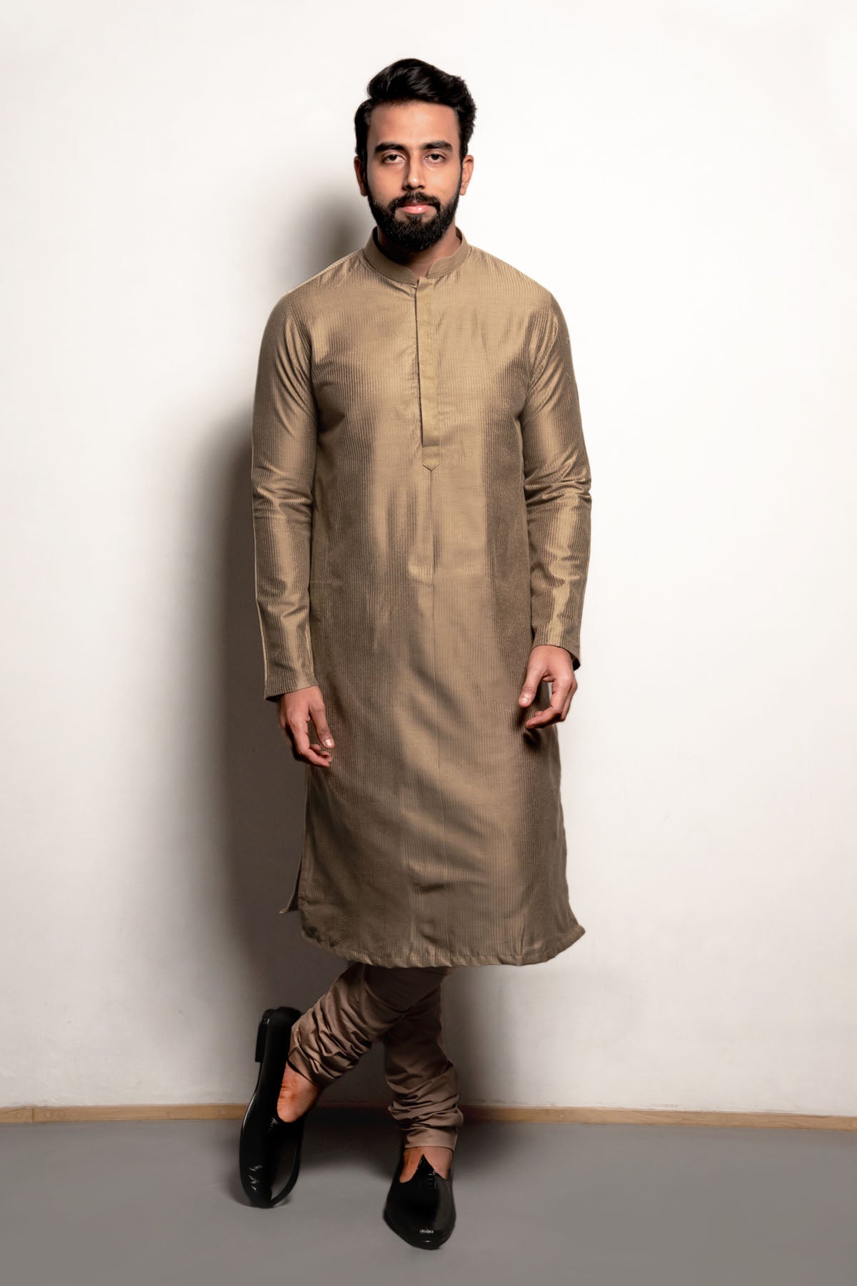 Bandhgala Cotton Silk Kurta Set