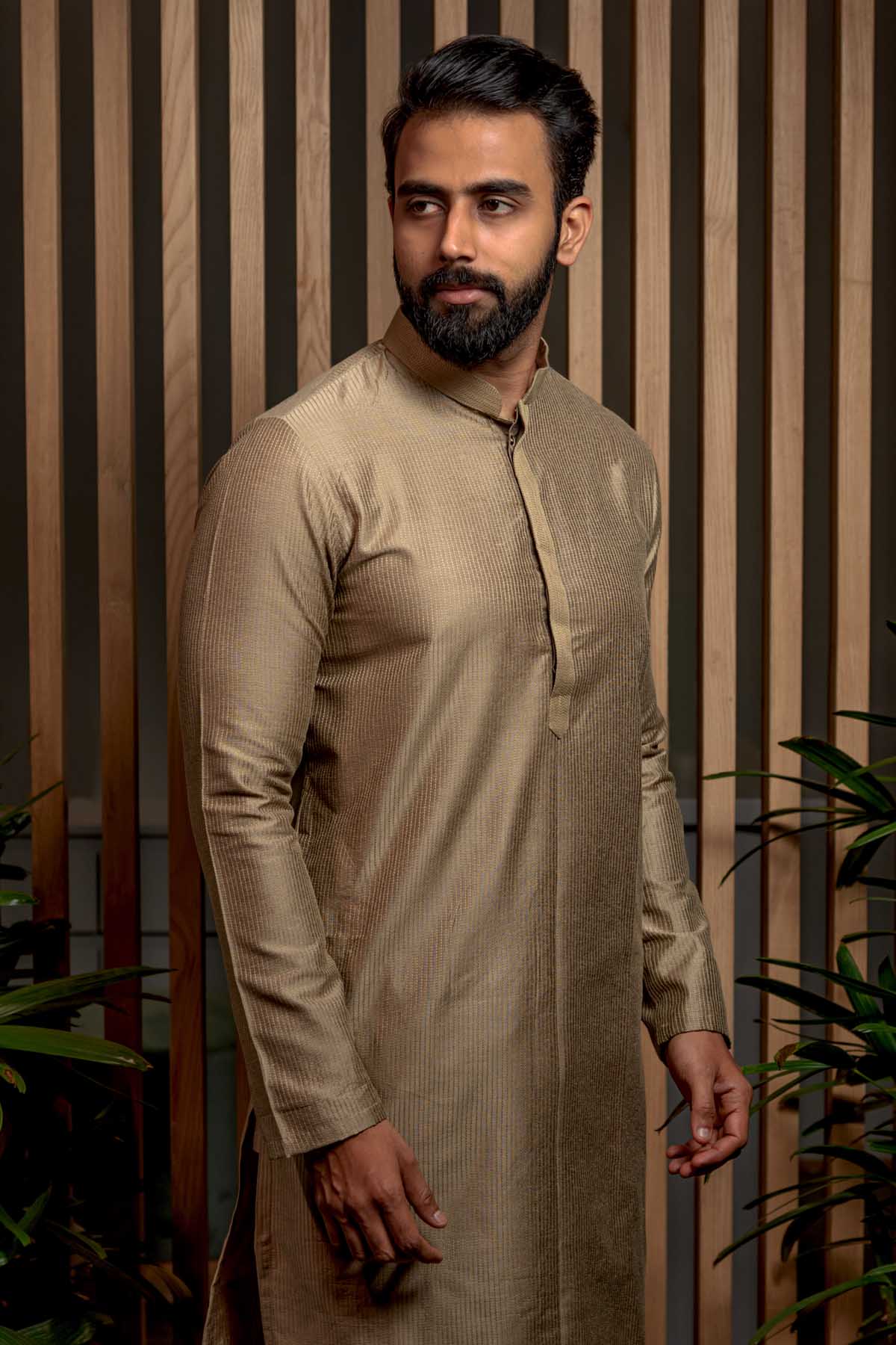 Bandhgala Cotton Silk Kurta Set