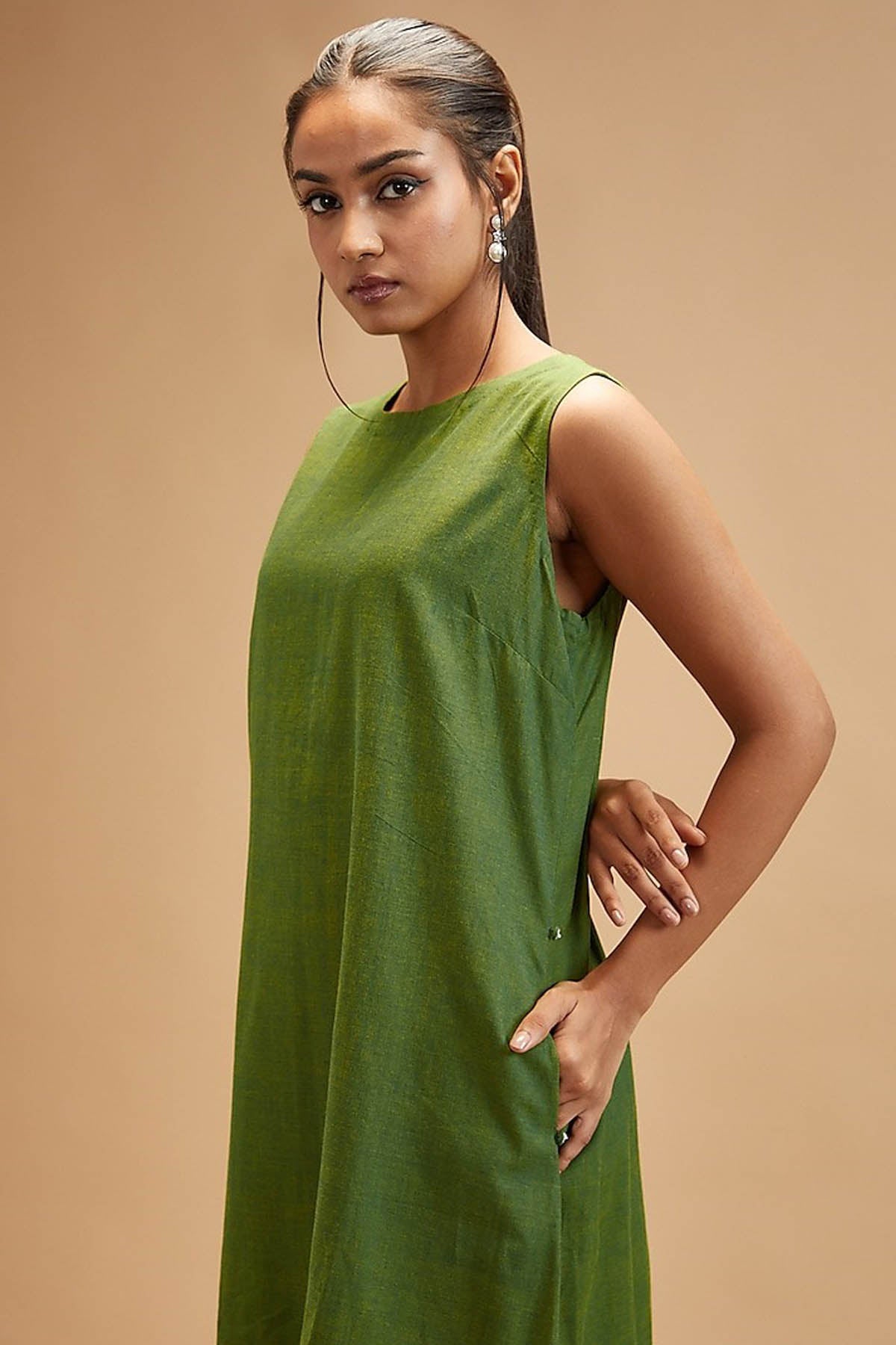 Basil Green Flare Bottom Dress