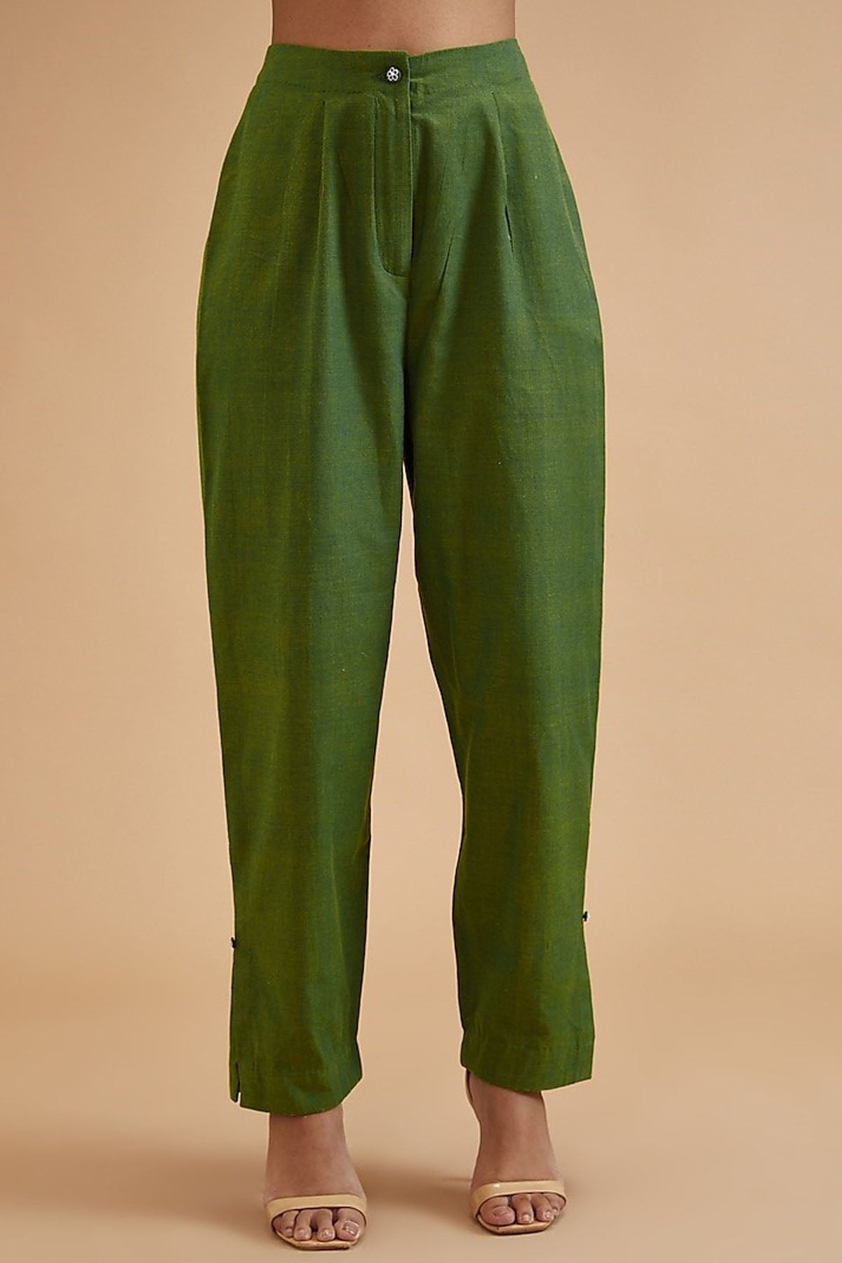 Phagun Women's Beige Dupion Pants High Waist Narrow Bottom Trousers-Large -  Walmart.com
