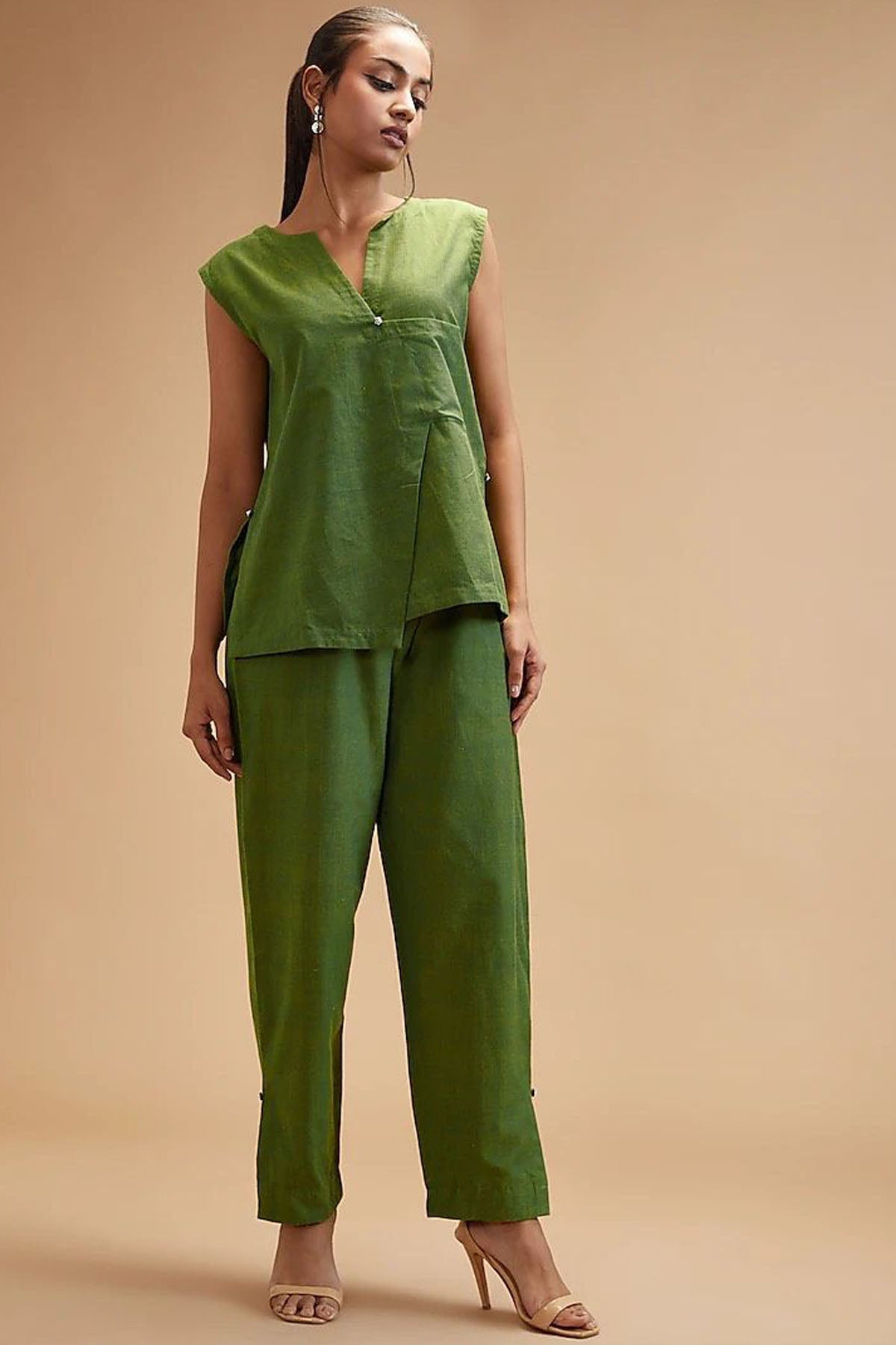 Basil Green Patch Pocket Top