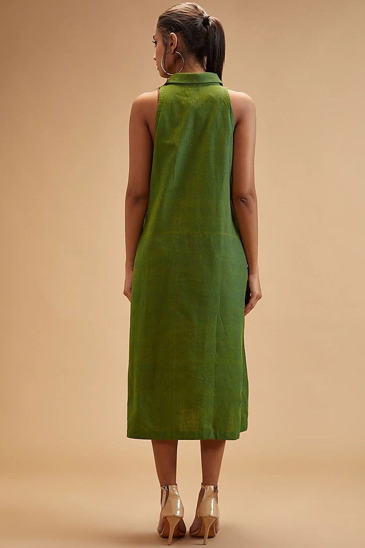 Basil Green Shirt Collar Dress
