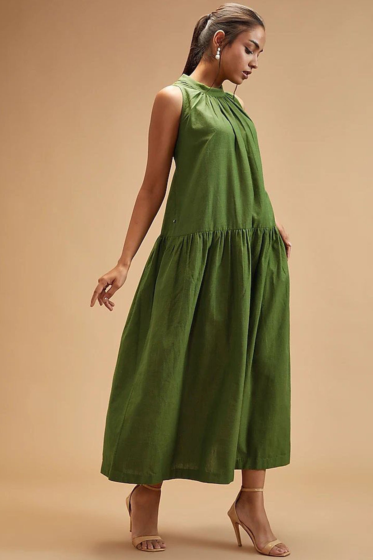 Basil Green Halter Neck Dress
