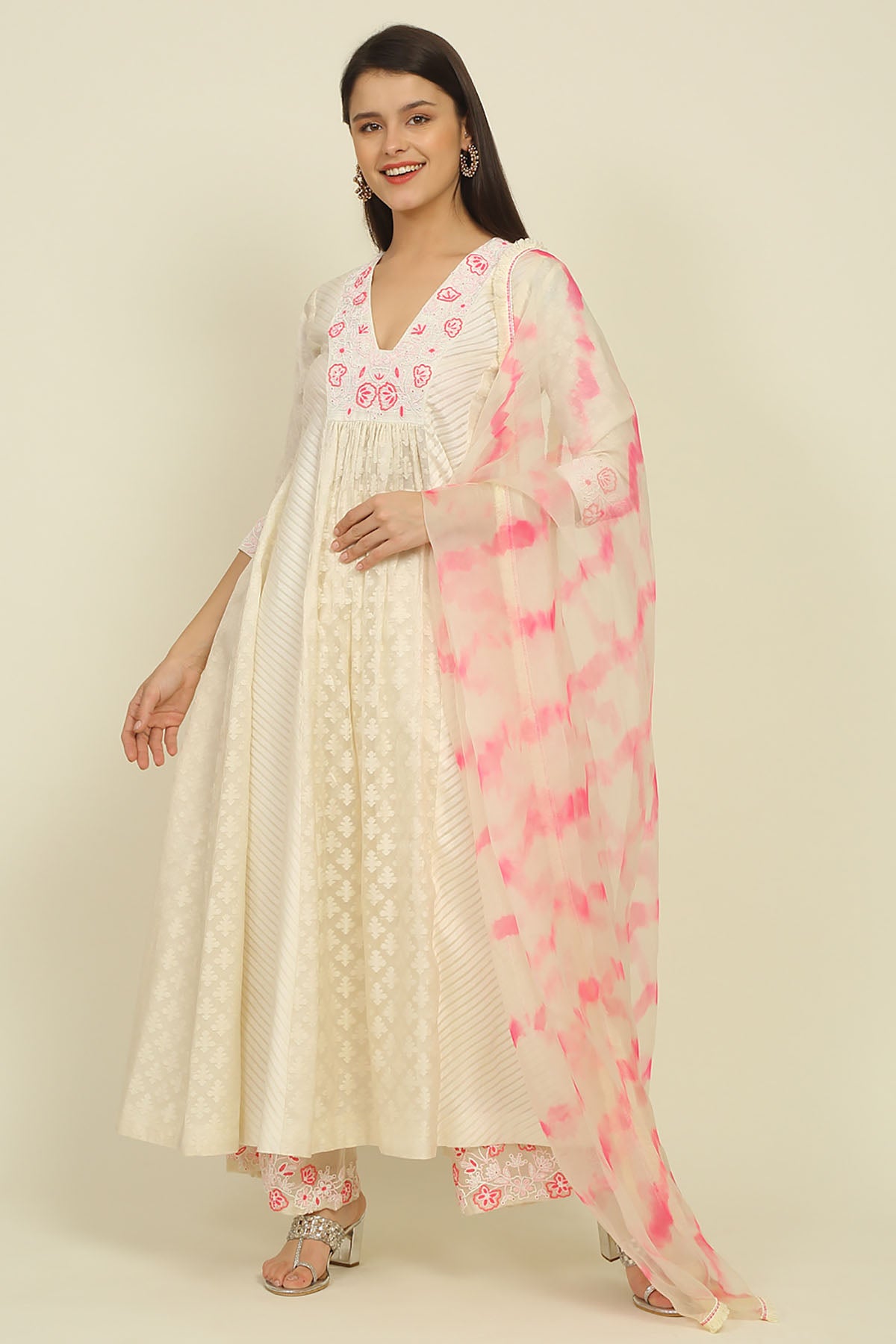 Bead Embroidered Ivory Kurta Set