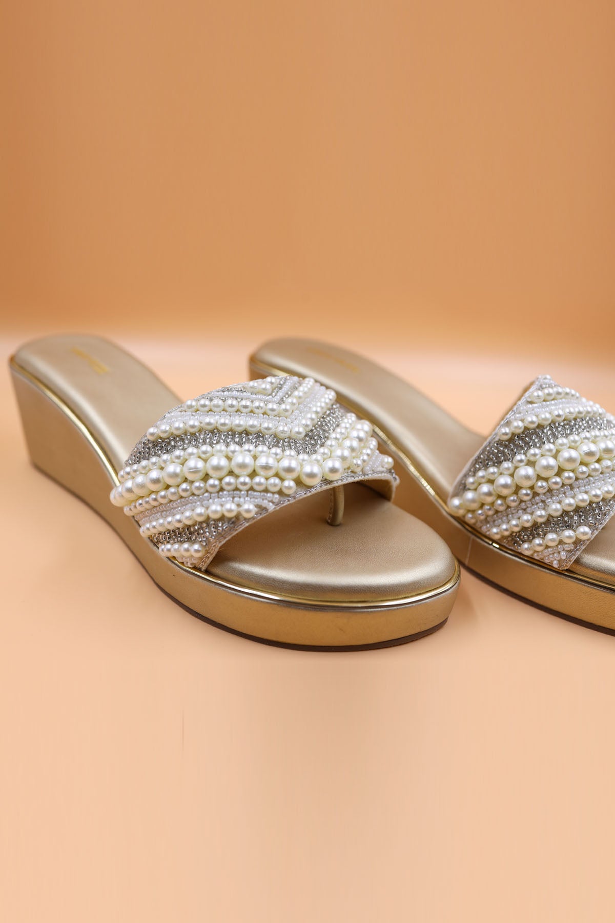 Bead Embellished Gold Wedges