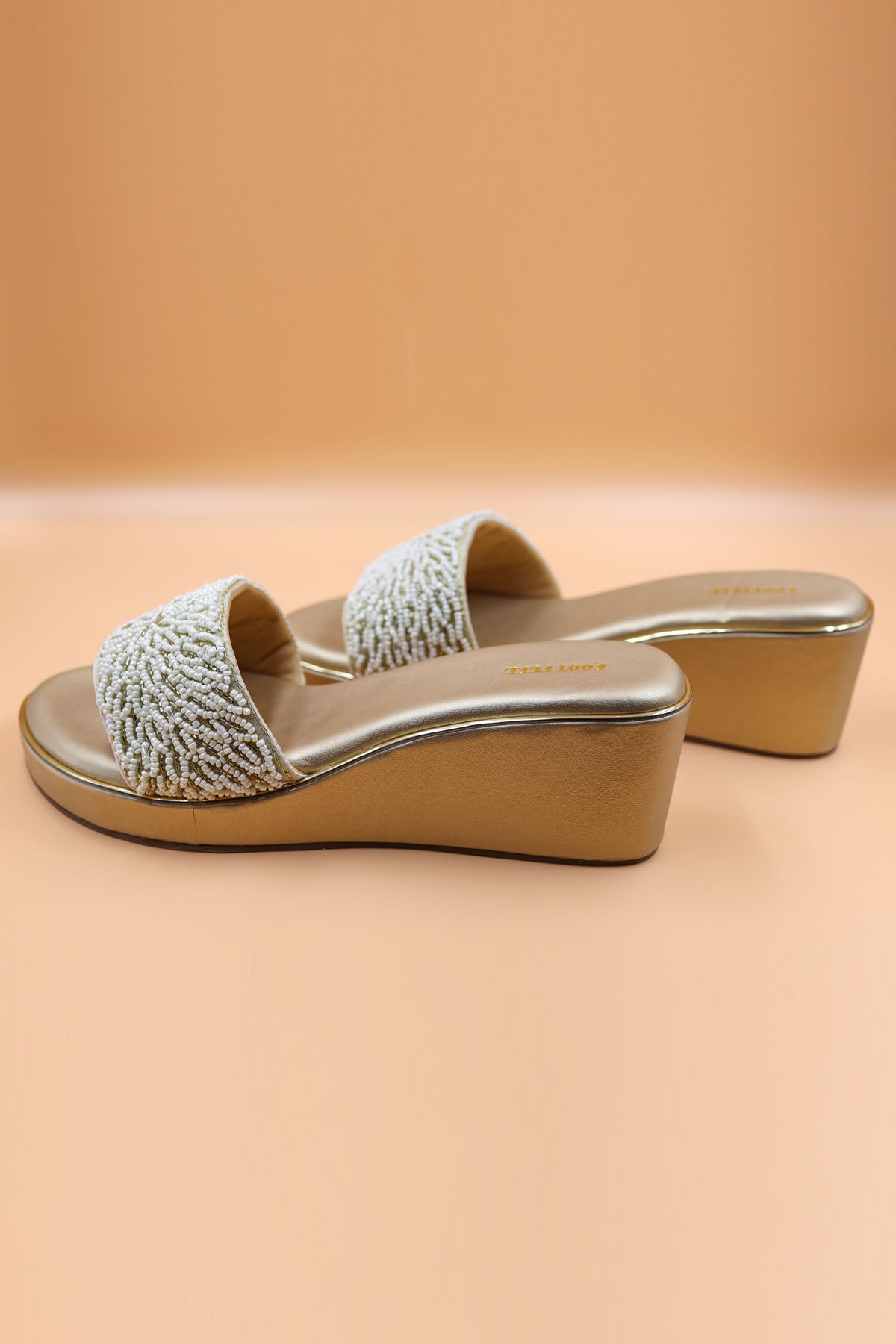 Bead Embroidered Gold Wedges