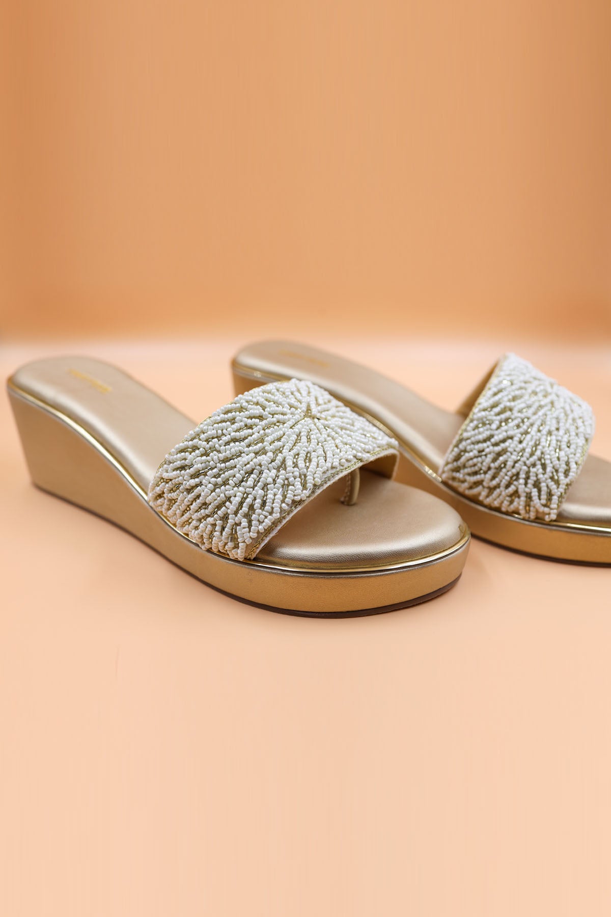 Bead Embroidered Gold Wedges