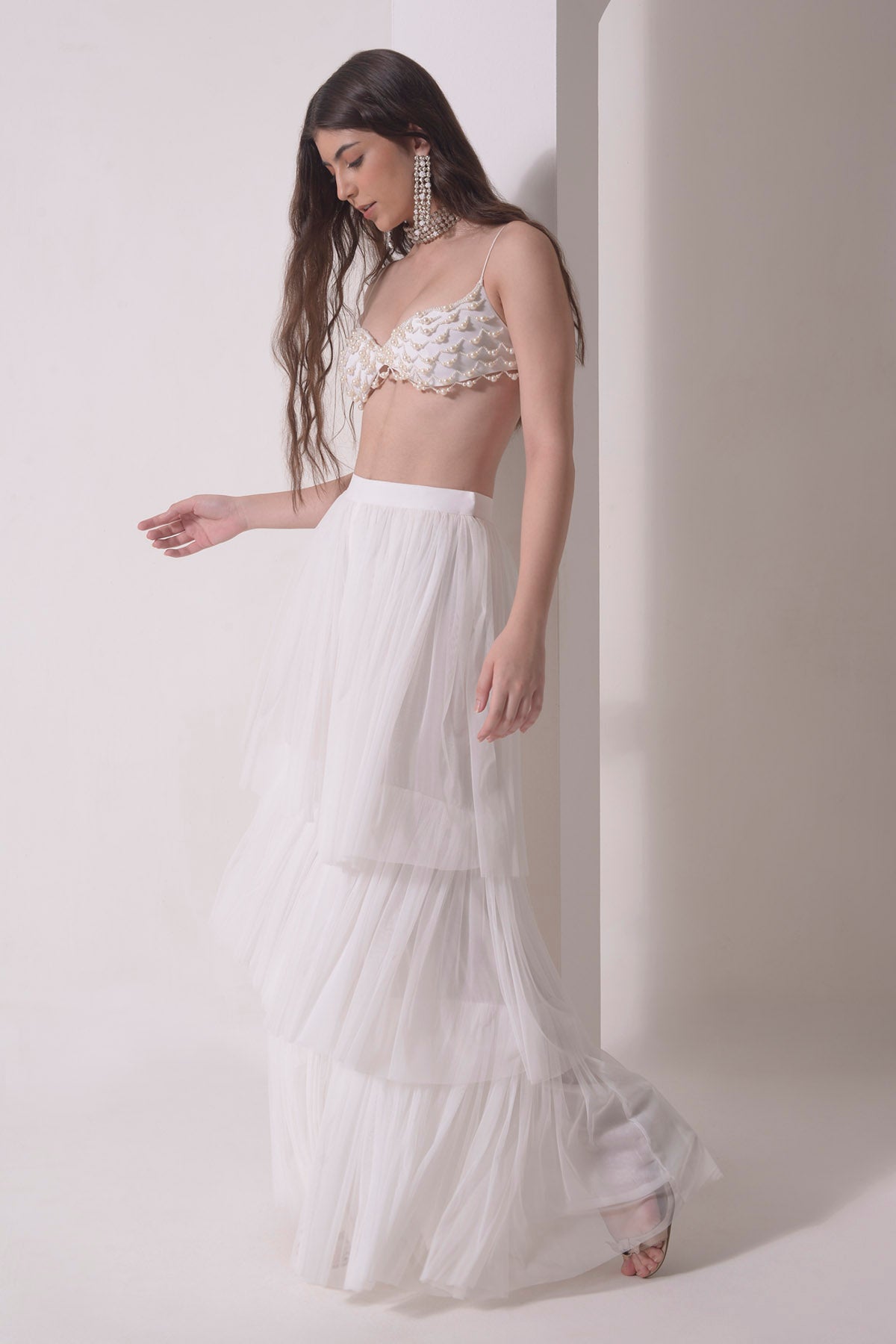 Beaded Bustier & Tiered Sharara Set