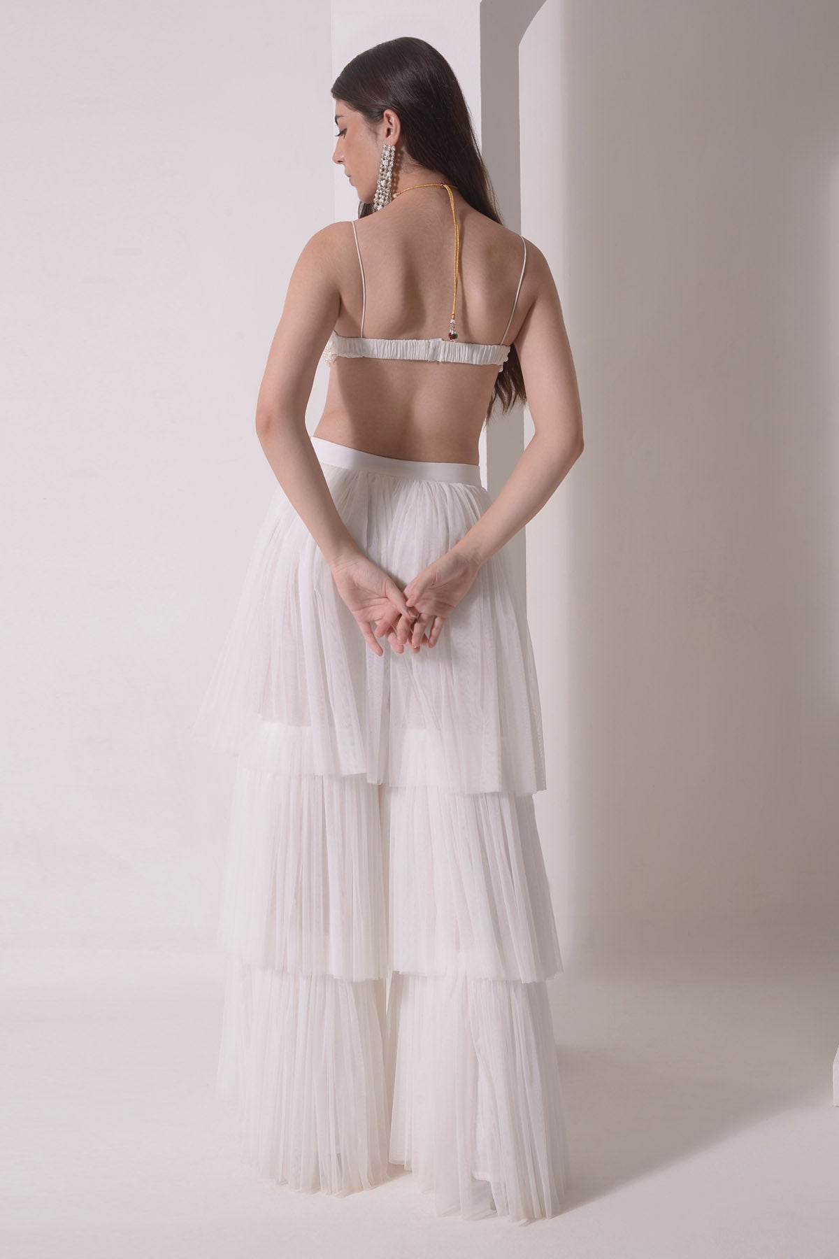 Beaded Bustier & Tiered Sharara Set