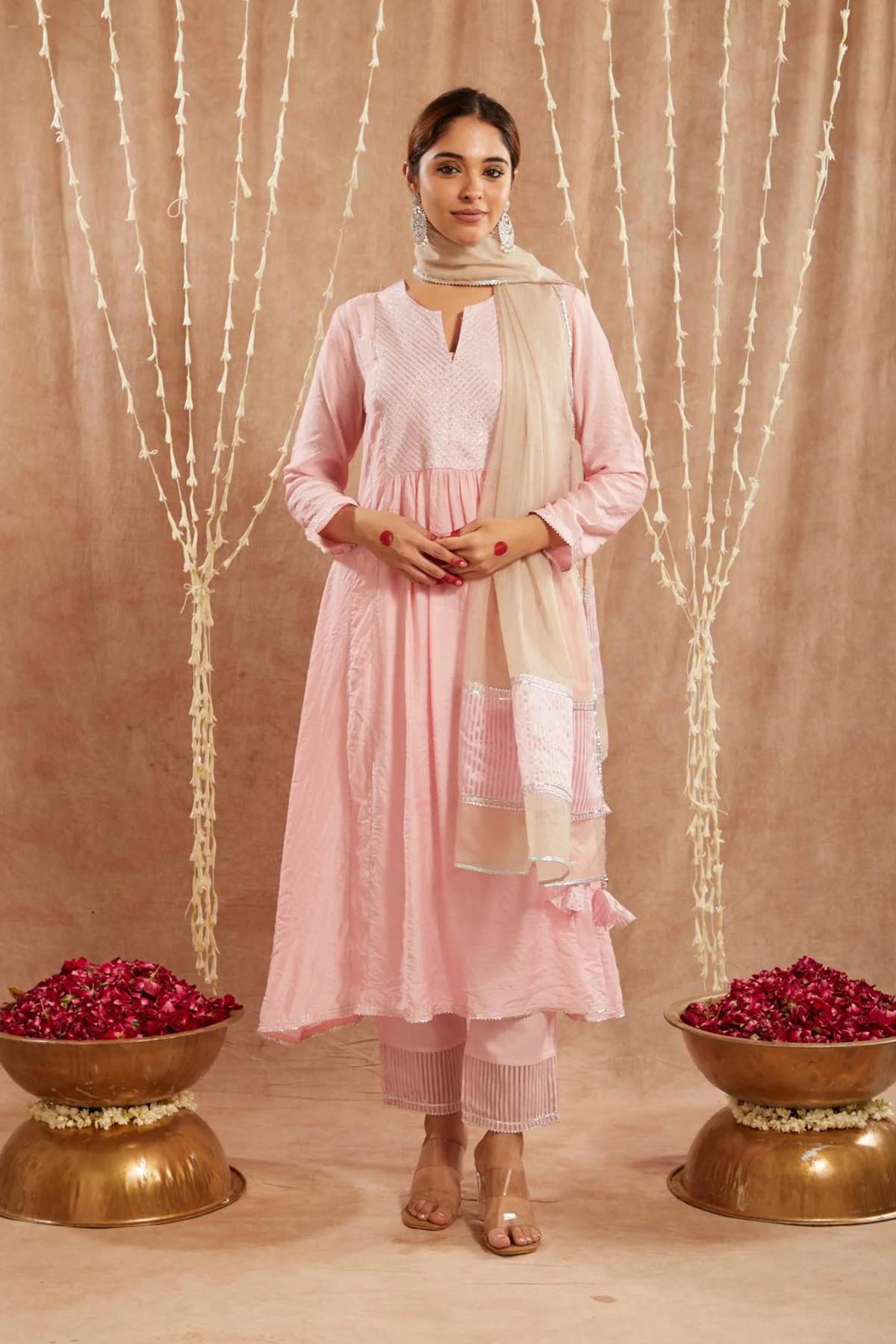 Buy Beads Embellished Pink Dupatta by Nero for women online at ScrollnShops