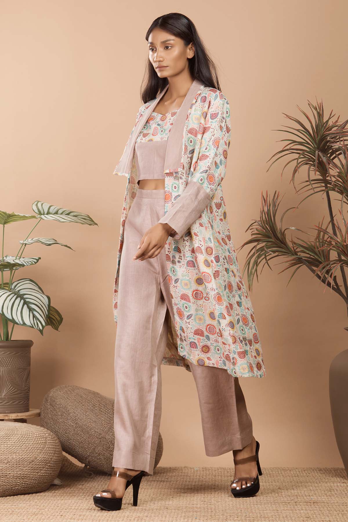 Beige 3 Piece Linen Co-ord Set