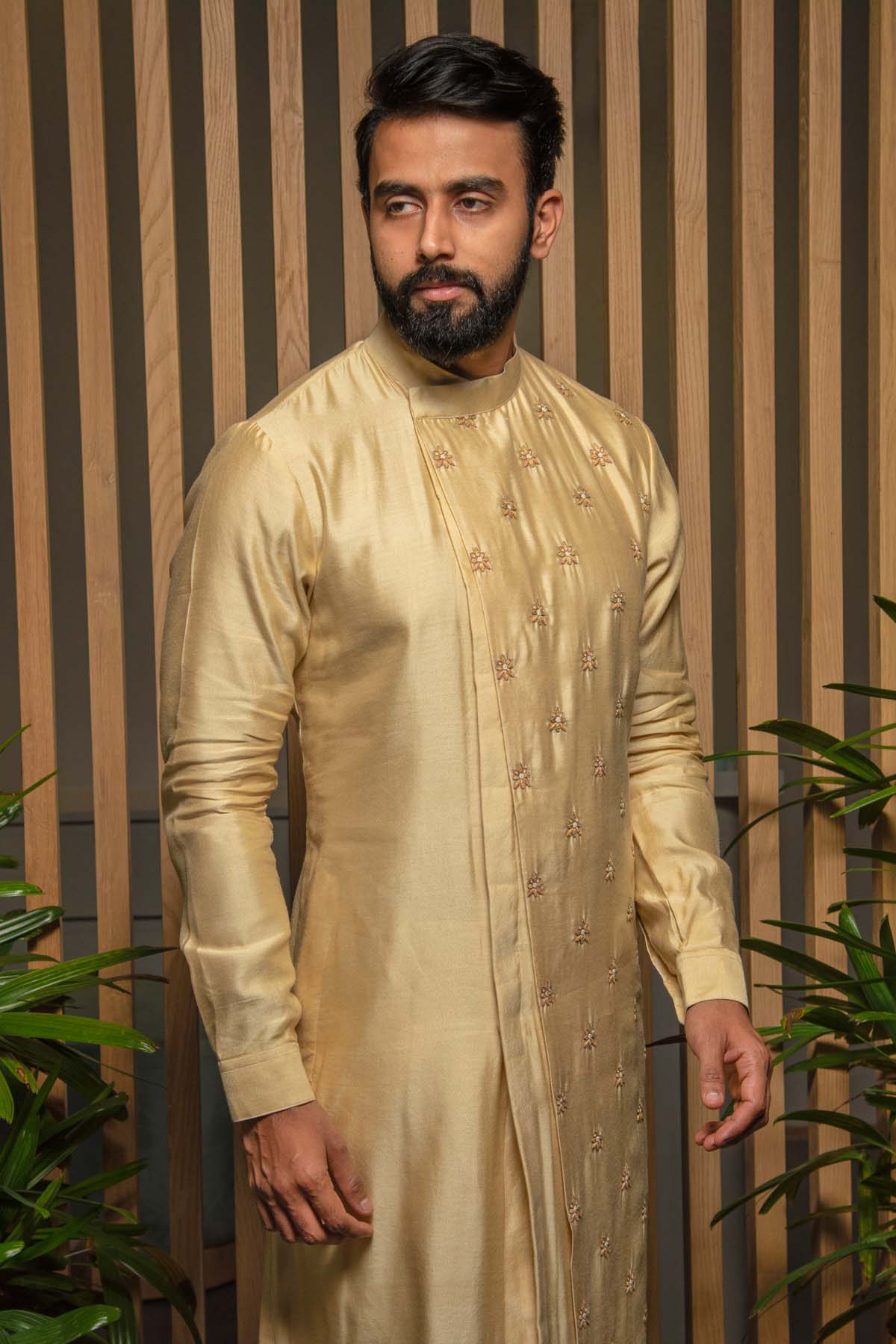 Beige Asymmetric Kurta Set