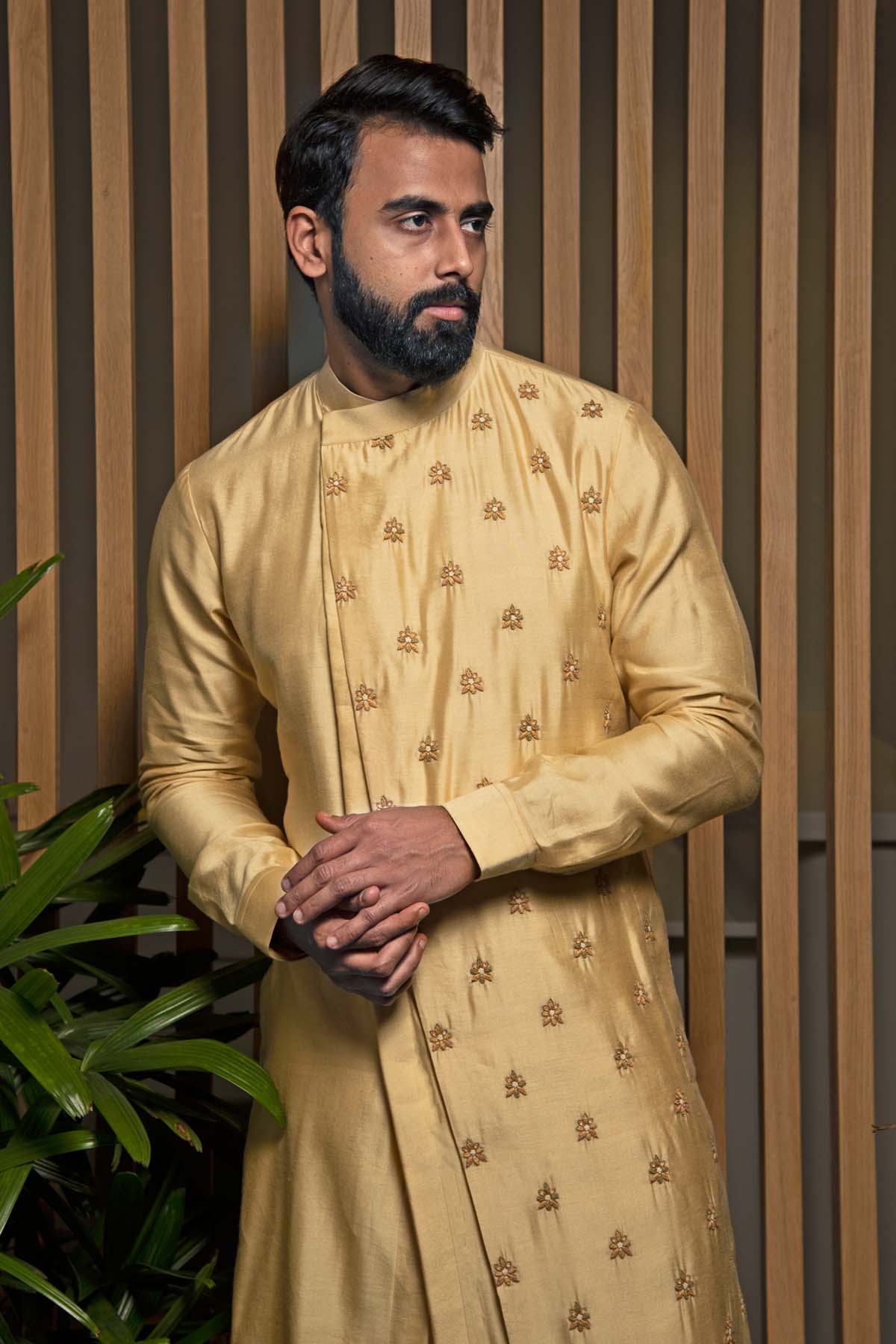 Beige Asymmetric Kurta Set