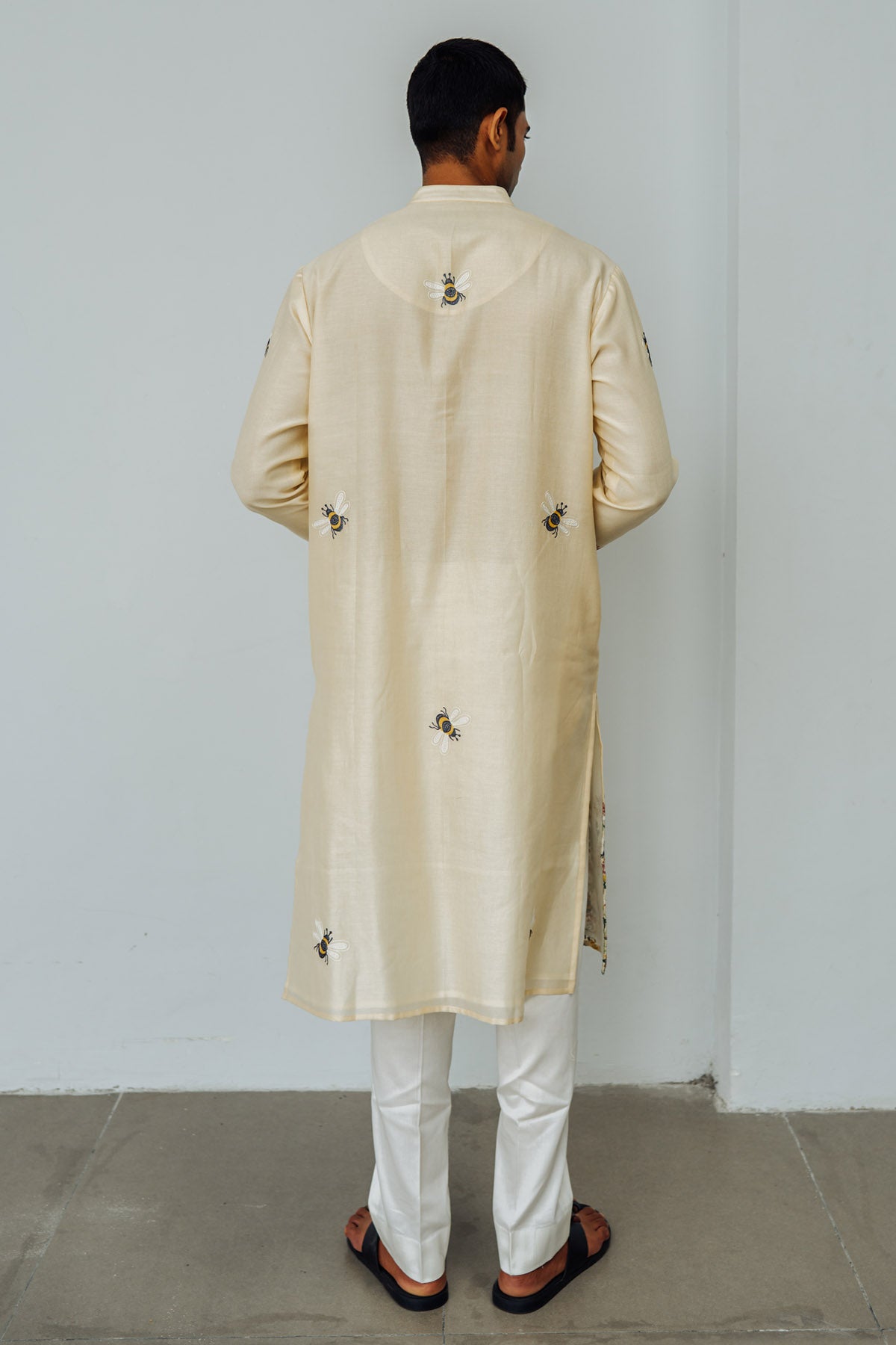 Beige Chanderi Aari Work Kurta Set