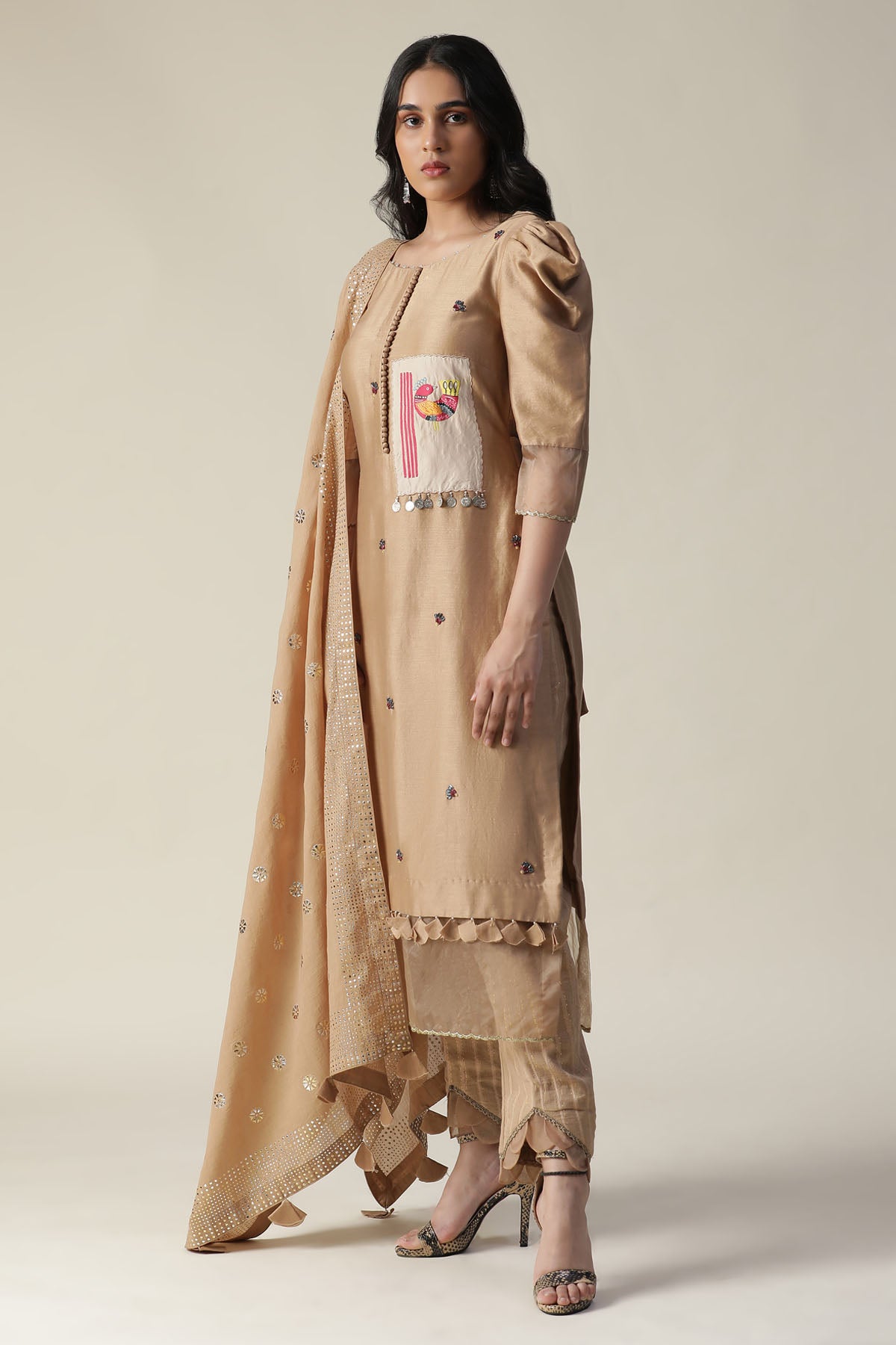 Chanderi Patchwork Kurta Set