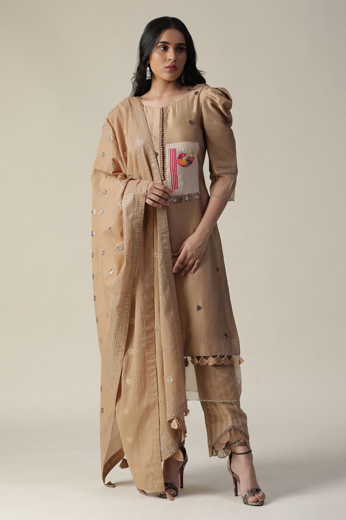 Chanderi Patchwork Kurta Set